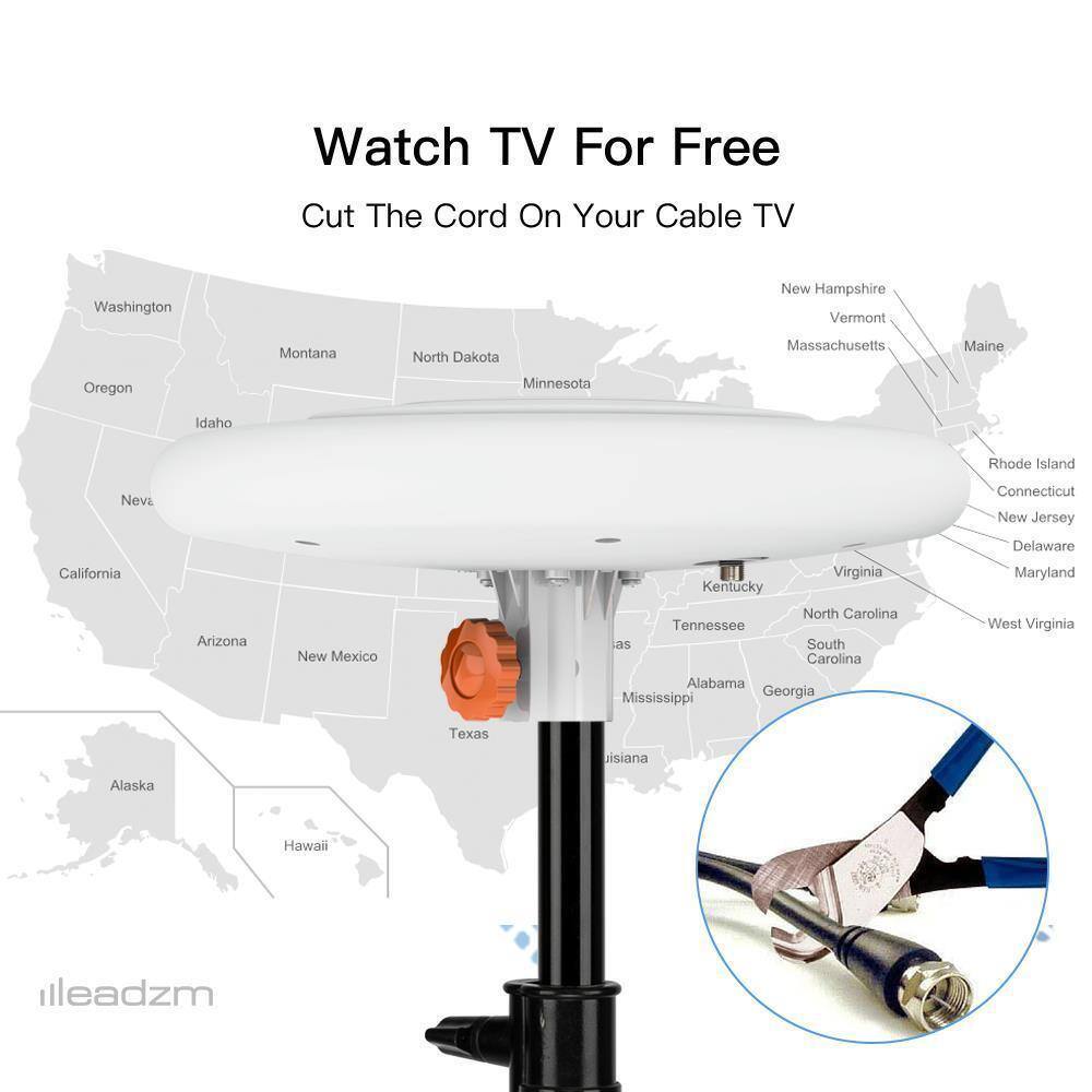 Alt View 3. Winado - 360° Home Video Omni-Directional Outdoor Amplified TV Antenna HDTV 1080P 4K - White.