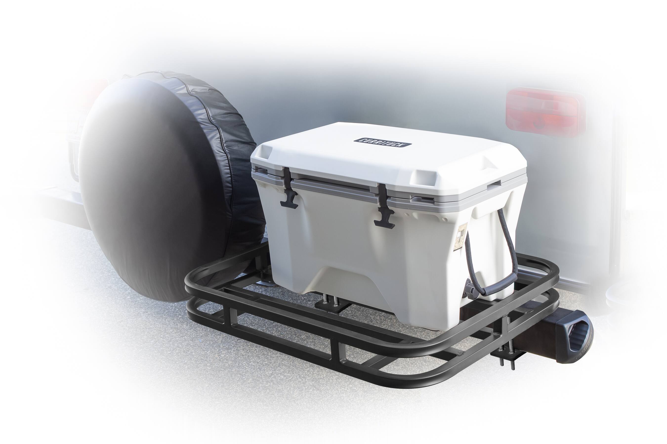 Alt View 3. Camco - Eaz-Lift RV Bumper Mounted Cargo Gear Carrier, Hitch Rack for 4" & 4.5" Bumpers - Black.