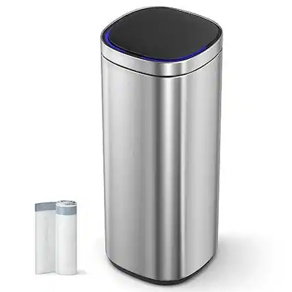 Front. Hivvago - Motion Sensor Stainless Steel 13 gallon Trash Can with Ozone Button - Silver.