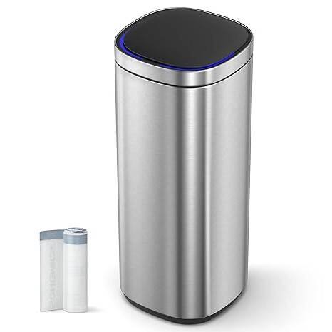 Front. Hivvago - Motion Sensor Stainless Steel 13 gallon Trash Can with Ozone Button - Silver.