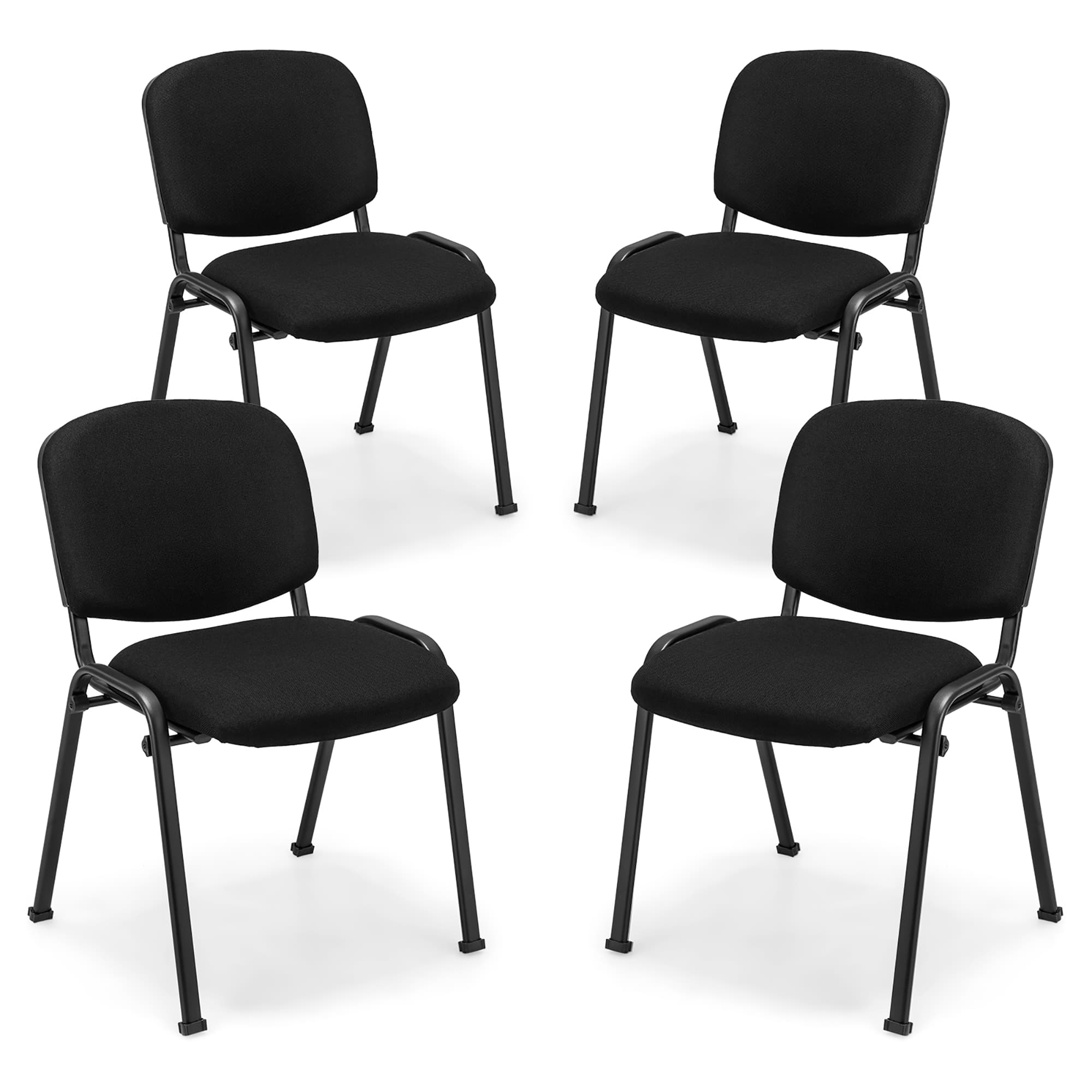 Costway - 4 Pack Conference Chair Set Guest Reception Chairs with Powder Coated Metal Frame Upholstered Back & Seat - Black