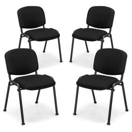 Costway - 4 Pack Conference Chair Set Guest Reception Chairs with Powder Coated Metal Frame Upholstered Back & Seat - Black