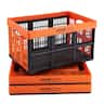 VEVOR - Plastic Collapsible Storage Basket, 45L 3 Packs, Folding Stackable Storage Containers with Handles - Black + Orange