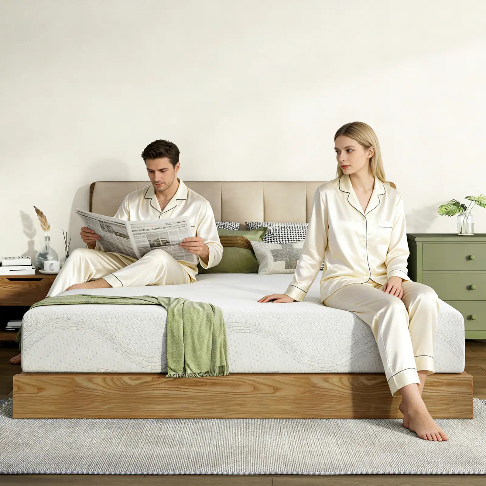 Alt View 1. Chateau Abodes - 12'' King Size Memory Foam Mattress with Cooling Green Tea Gel, CertiPUR-US Certified - White.