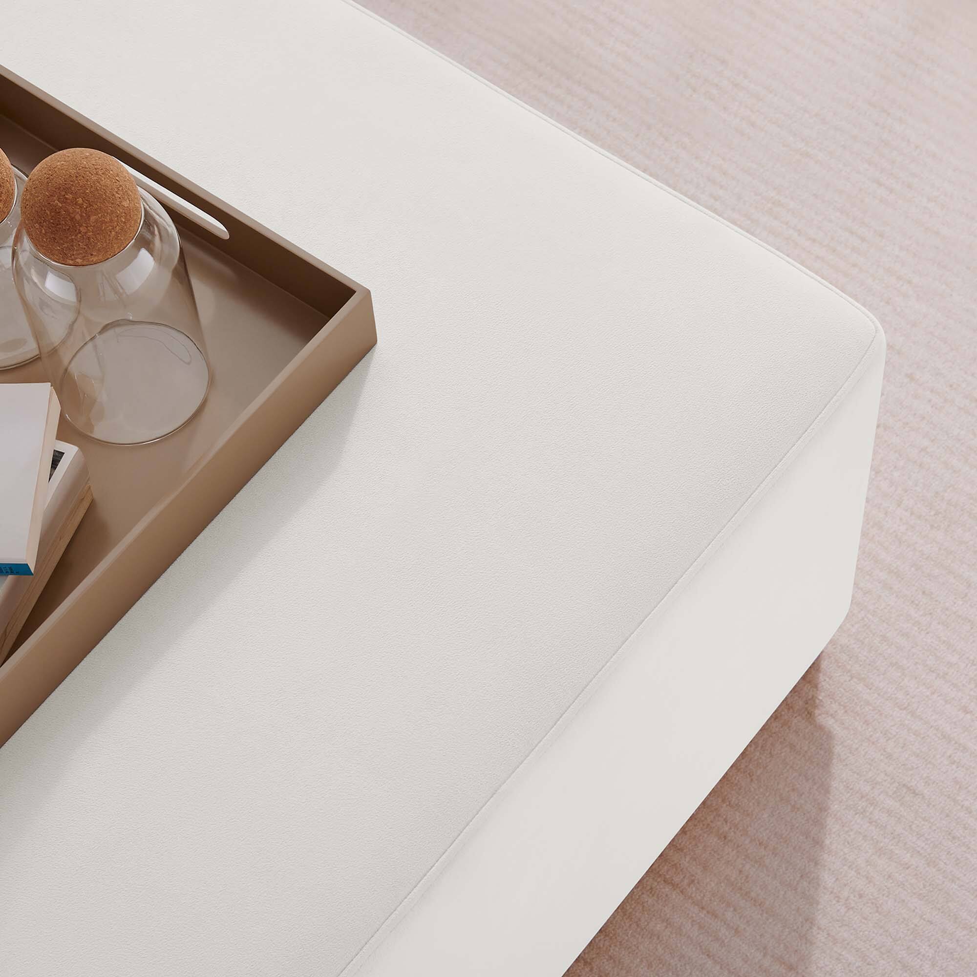 Alt View 2. Modway - Tilden Large 28" Square Performance Velvet Upholstered Ottoman by Modway - Alabaster Natural.