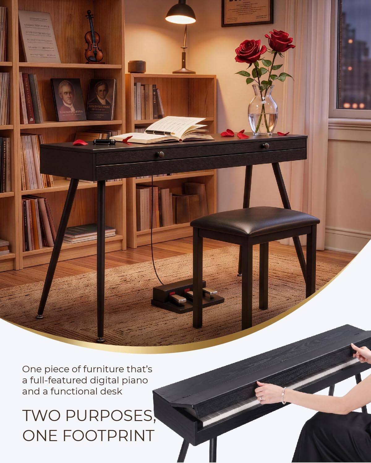 Winado 88 Keys Digital Piano Electric Piano Wooden Desk Piano ...