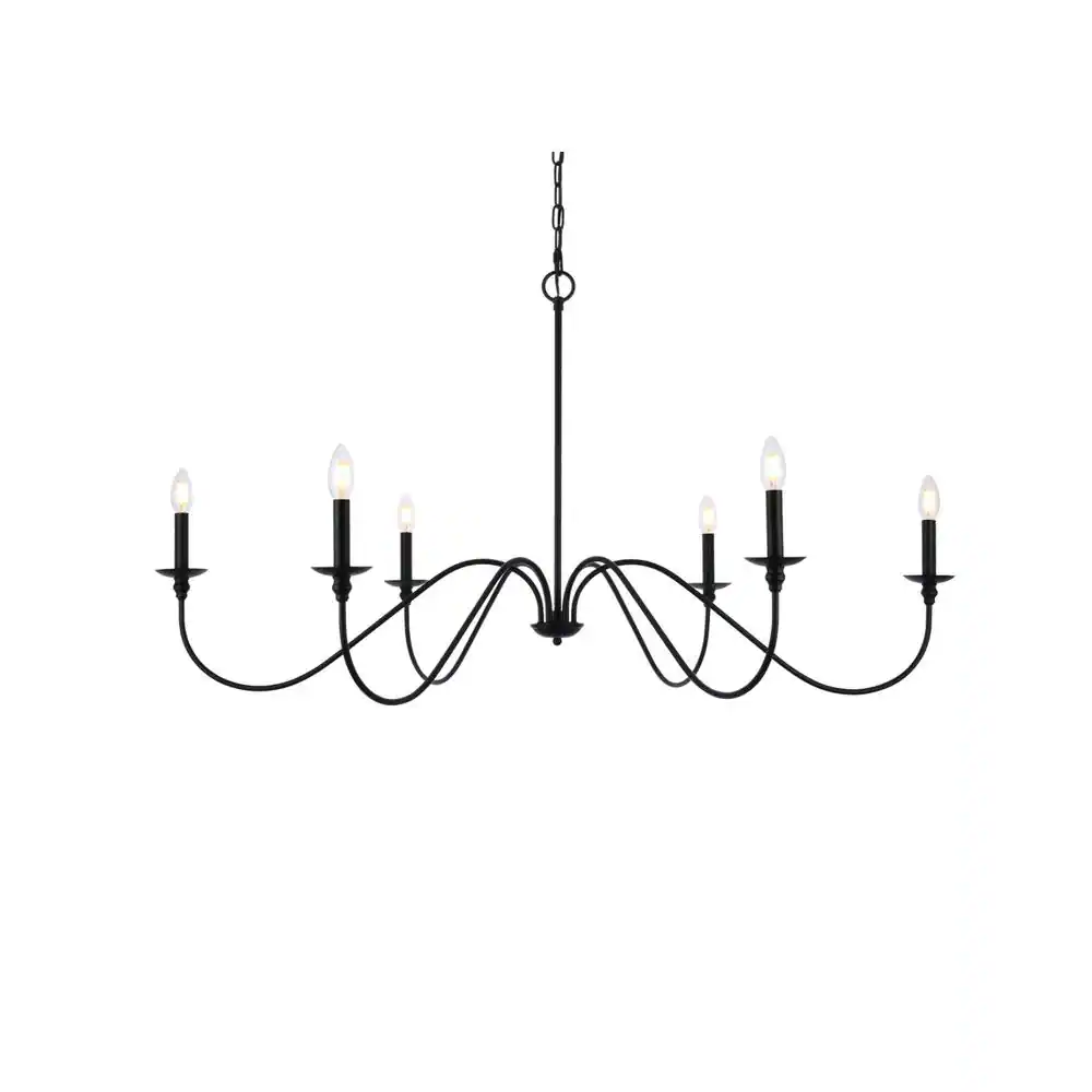 Alt View 4. Living District - Rohan 48 inch chandelier in matte black - Matte Black.