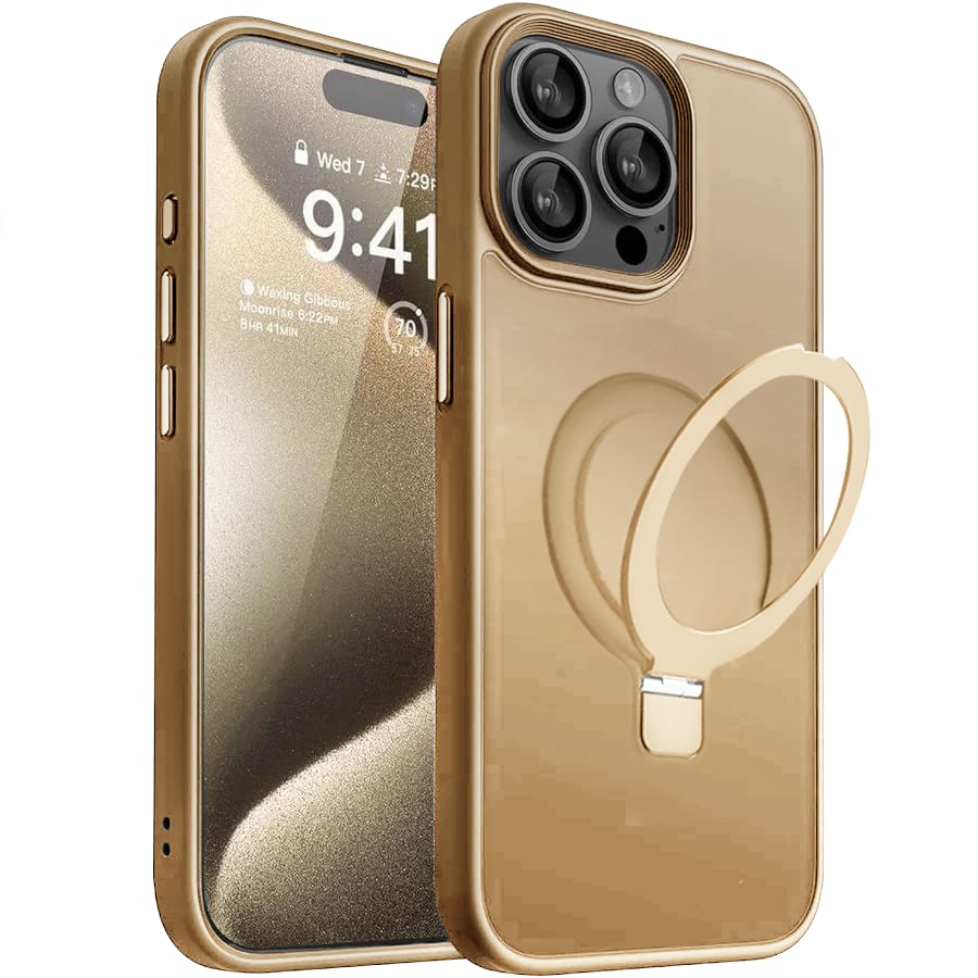 Entronix - [Magnetic] Case for iPhone 15 Pro Max - Translucent Frosted Matte Gripstand - Titanium