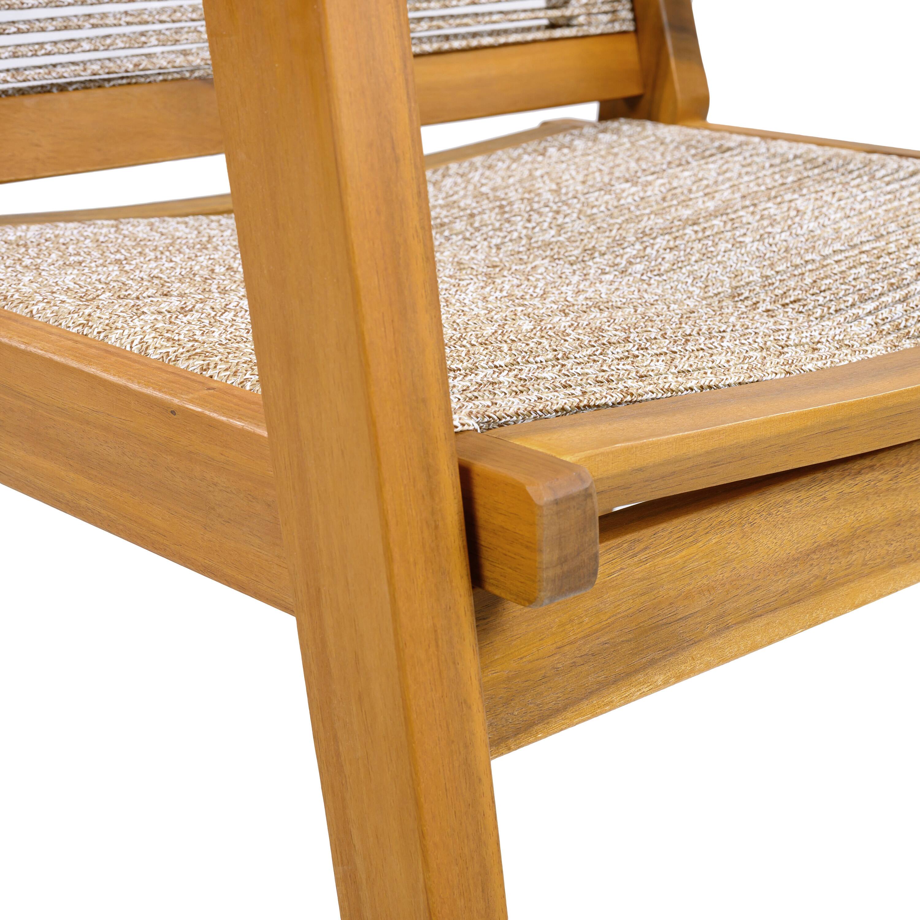 Alt View 7. Whisen - Outdoor Patio Dining Chair Set of 2, Woven Rope and Teak Acacia Wood, 400 lbs Capacity - Mix Brown.