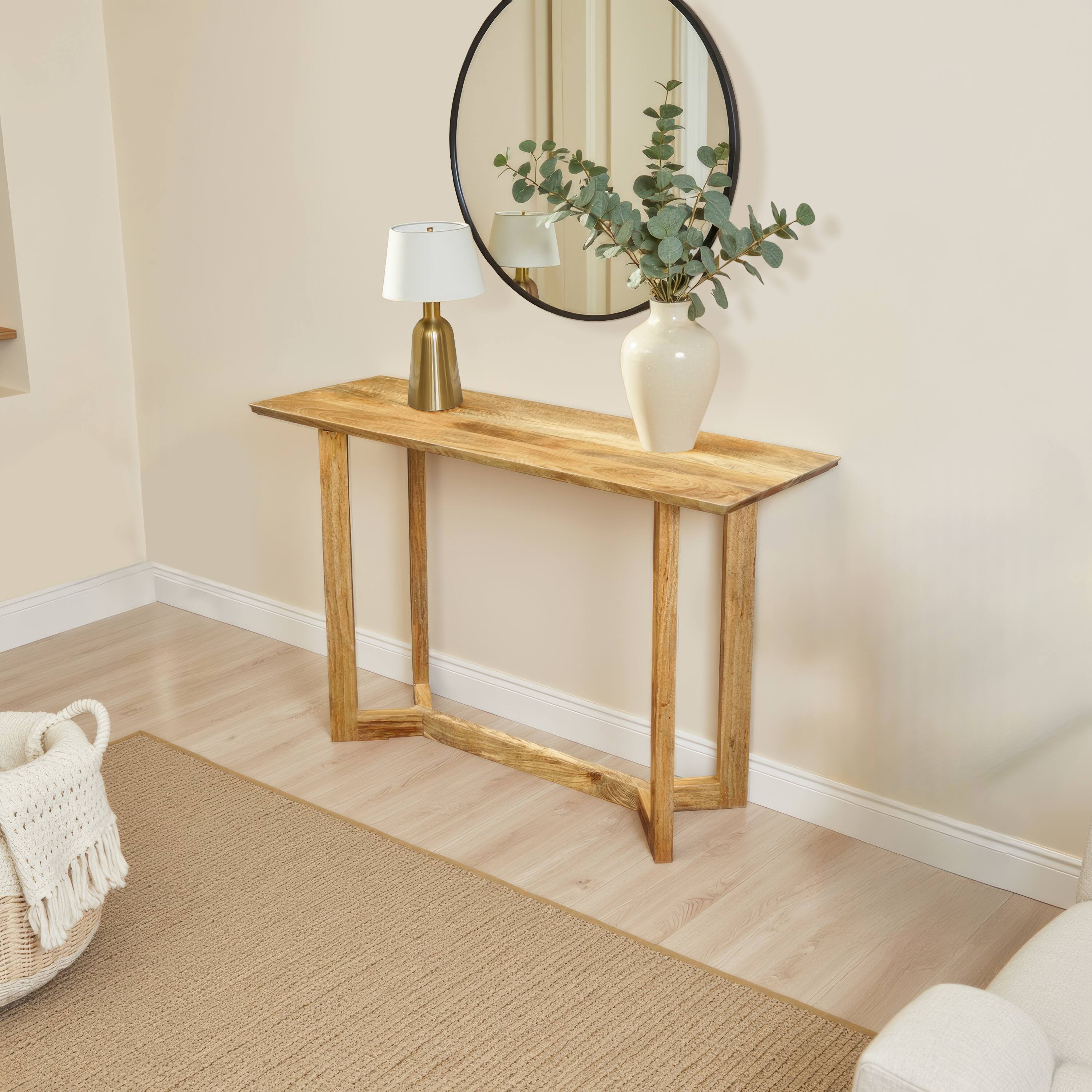 Alt View 9. Manhattan Lane - Nina Console Table | 48" Rectangular Top | Open Frame with Trestle Base - Brown.