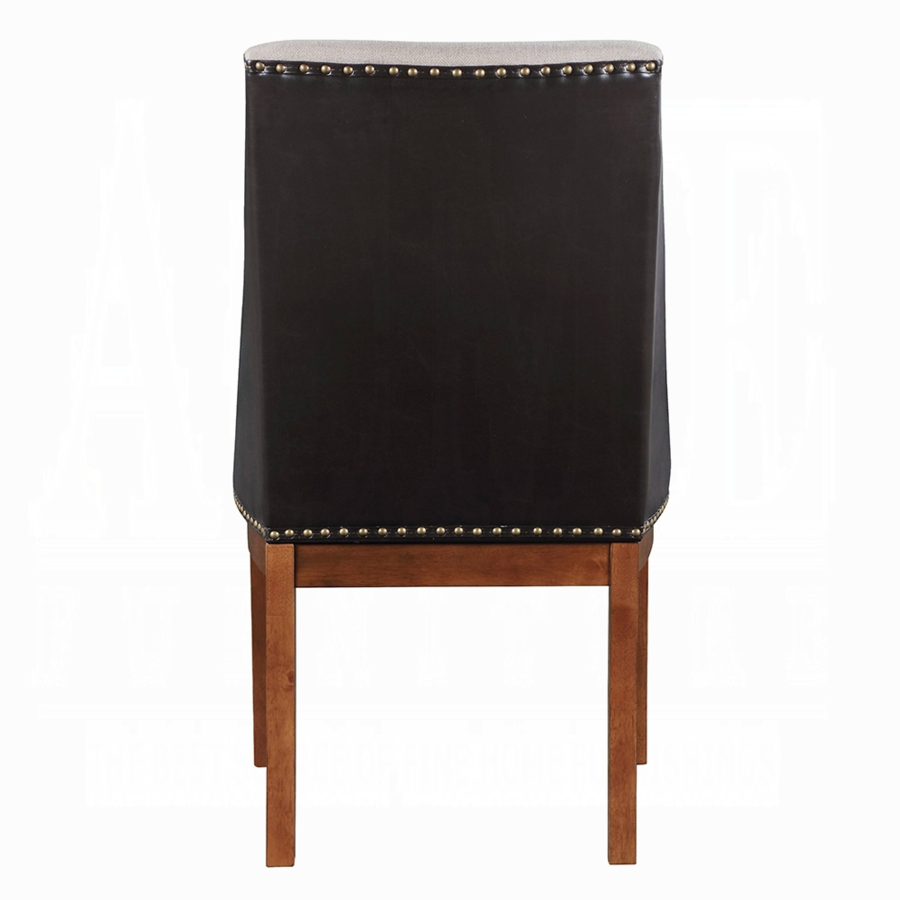 Alt View 3. Manhattan Lane - Elsie Dining Chair Set of 2, Foam Fill, Nailed Faux Leather Back, Brown - Brown, Cream.