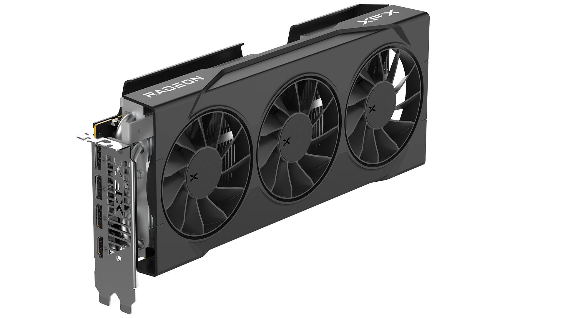 Angle. XFX - Swift AMD Radeon RX 9070GRE Triple Fan Gaming Graphics Card with 12GB GDDR6 PCI Express 5.0 HDMI 3xDP, AMD RDNA 4 - Black.