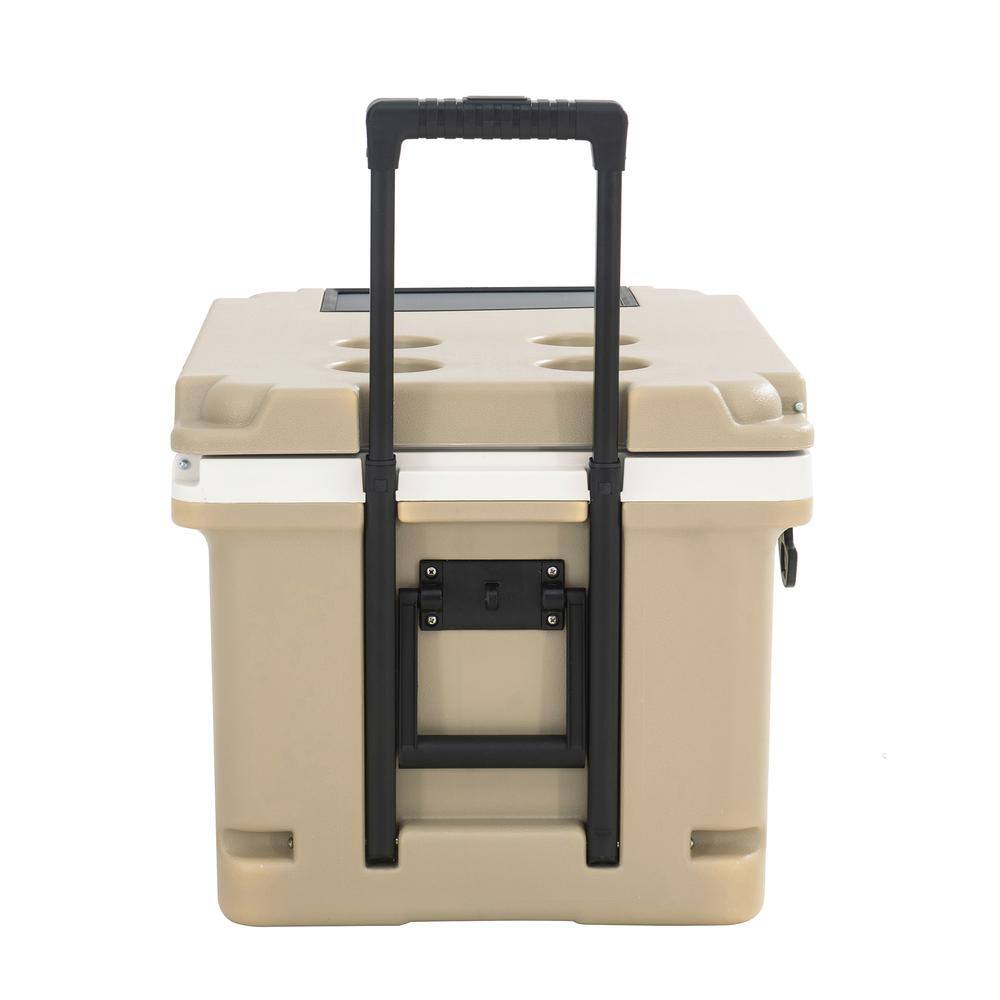 Alt View 3. SUNJOY - 60-Quart Insulated Portable Rolling Ice Chest Solar Cooler with Wheels - Beige.