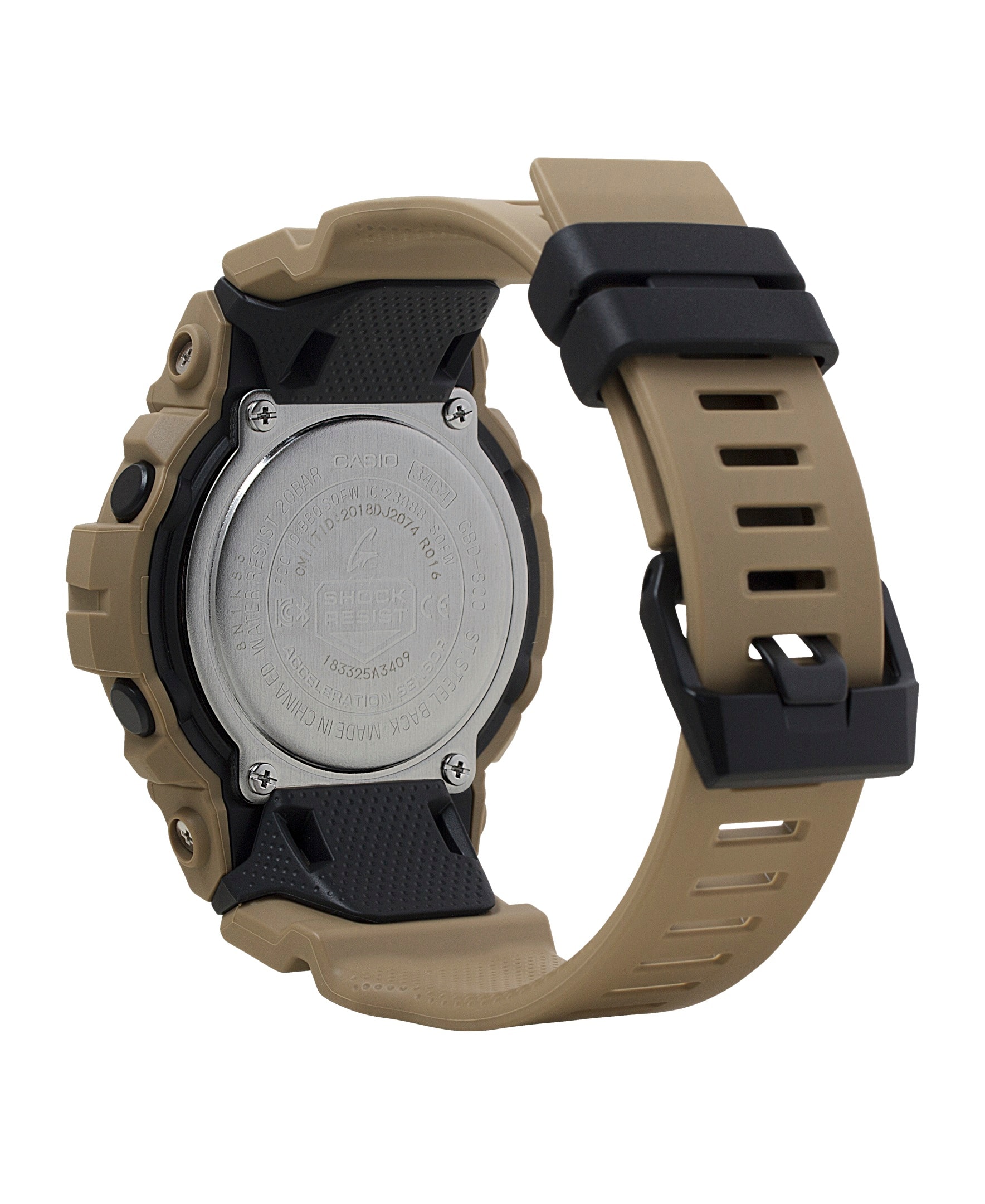 Angle. Casio - Men's G-Shock Analog-Digital Power Trainer with Bluetooth Mobile Link 49mm Watch - Tan.