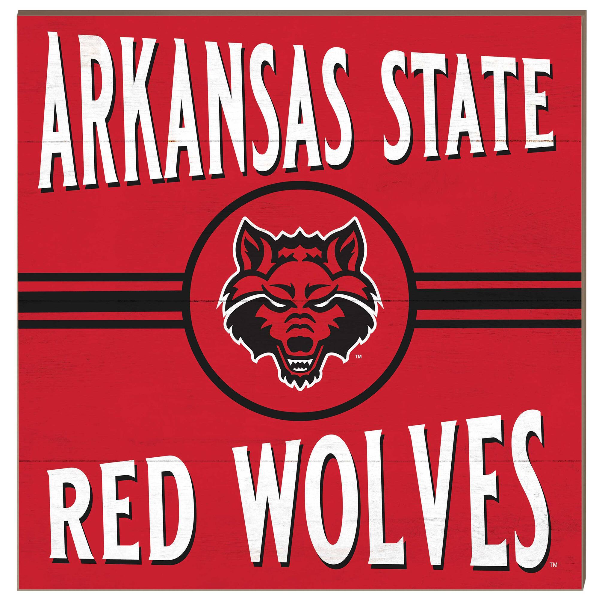 Arkansas State Red Wolves 10'' x 10'' Retro Team Sign
