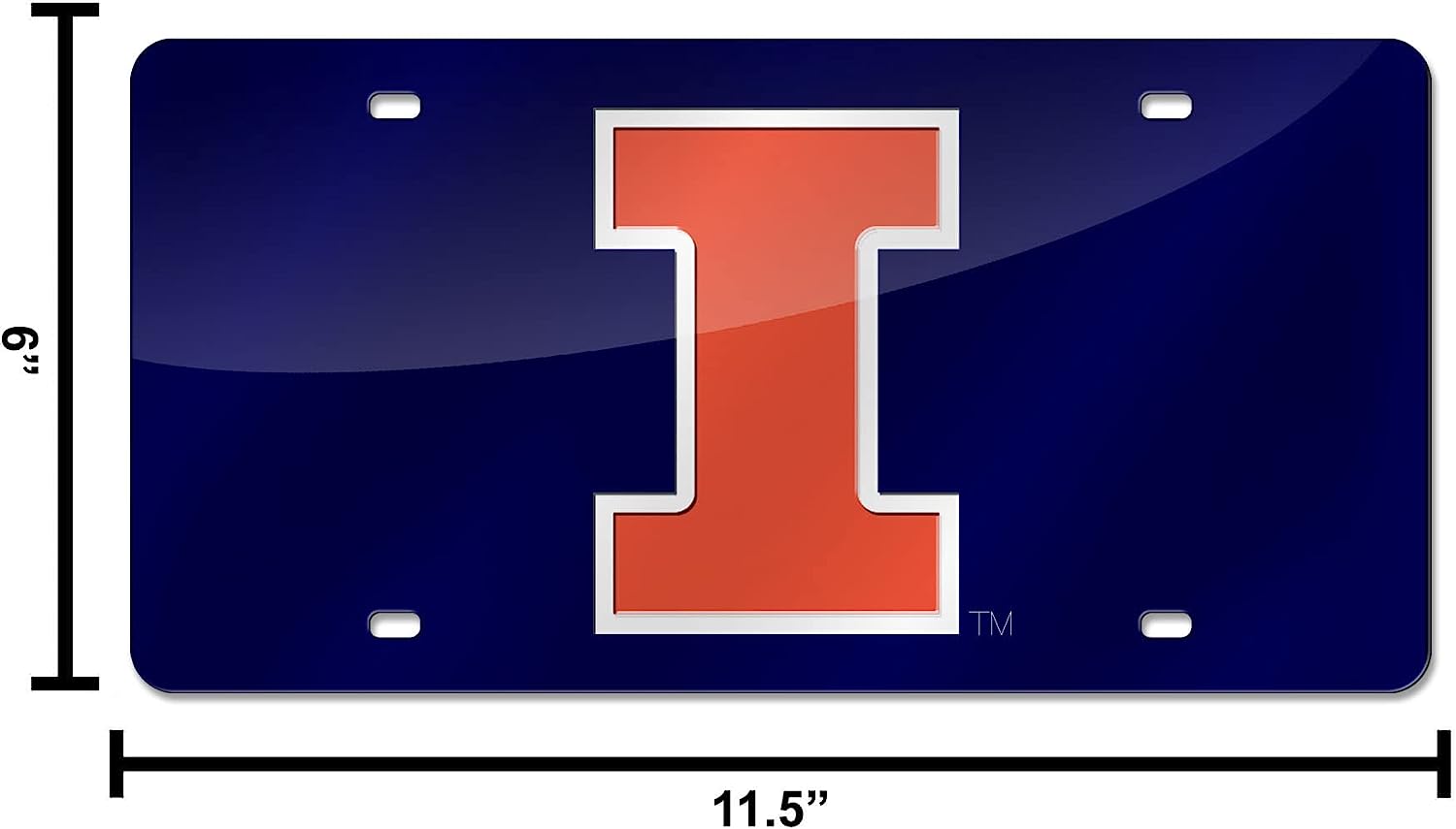 Alt View 4. Rico Industries - Illinois Fighting Illini Blue Mirrored Laser Cut License Plate Laser Tag - Multi.