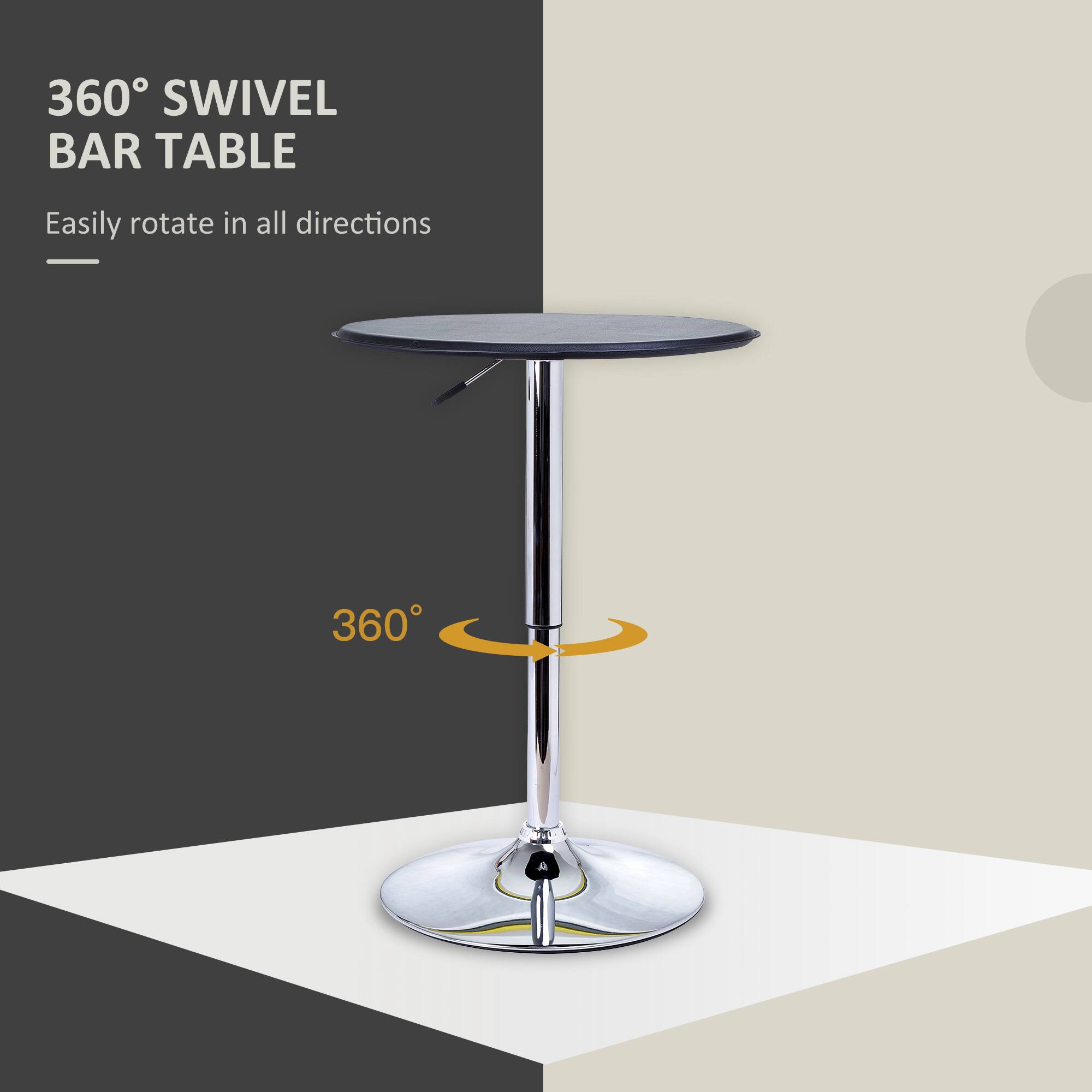 360° SWIVEL BAR TABLE Easily rotate in all directions - 360°