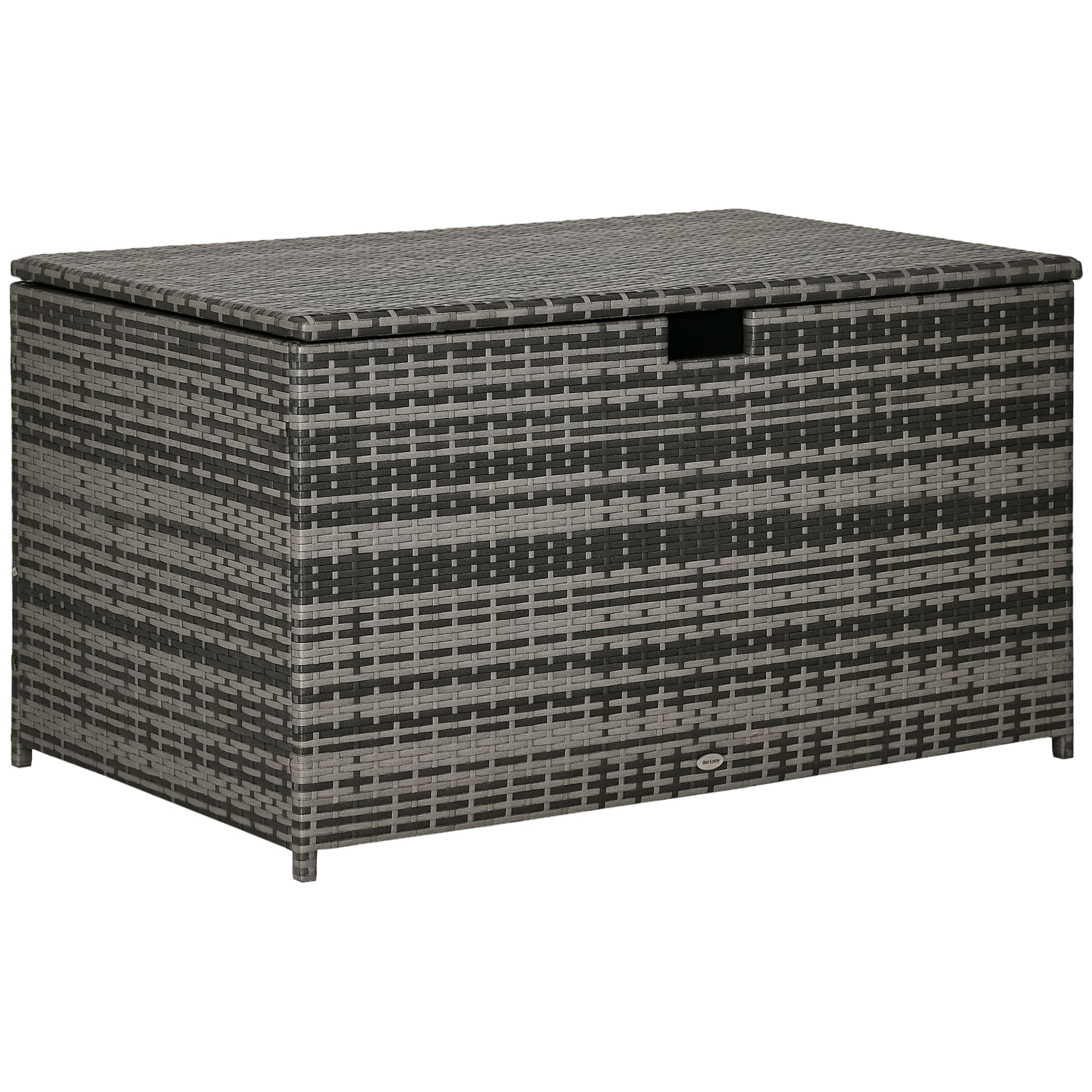 Outsunny - Gallon Outdoor Storage Box, Rattan Deck Box for Indoor, Patio Furniture Cushions, Pool Garden Tools - Dark Gray