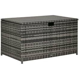 Outsunny - 113 Gallon Deck Box, Rattan Outdoor Storage Box, Waterproof Storage Container for Indoor, Patio Furniture Cushions - Dark Gray
