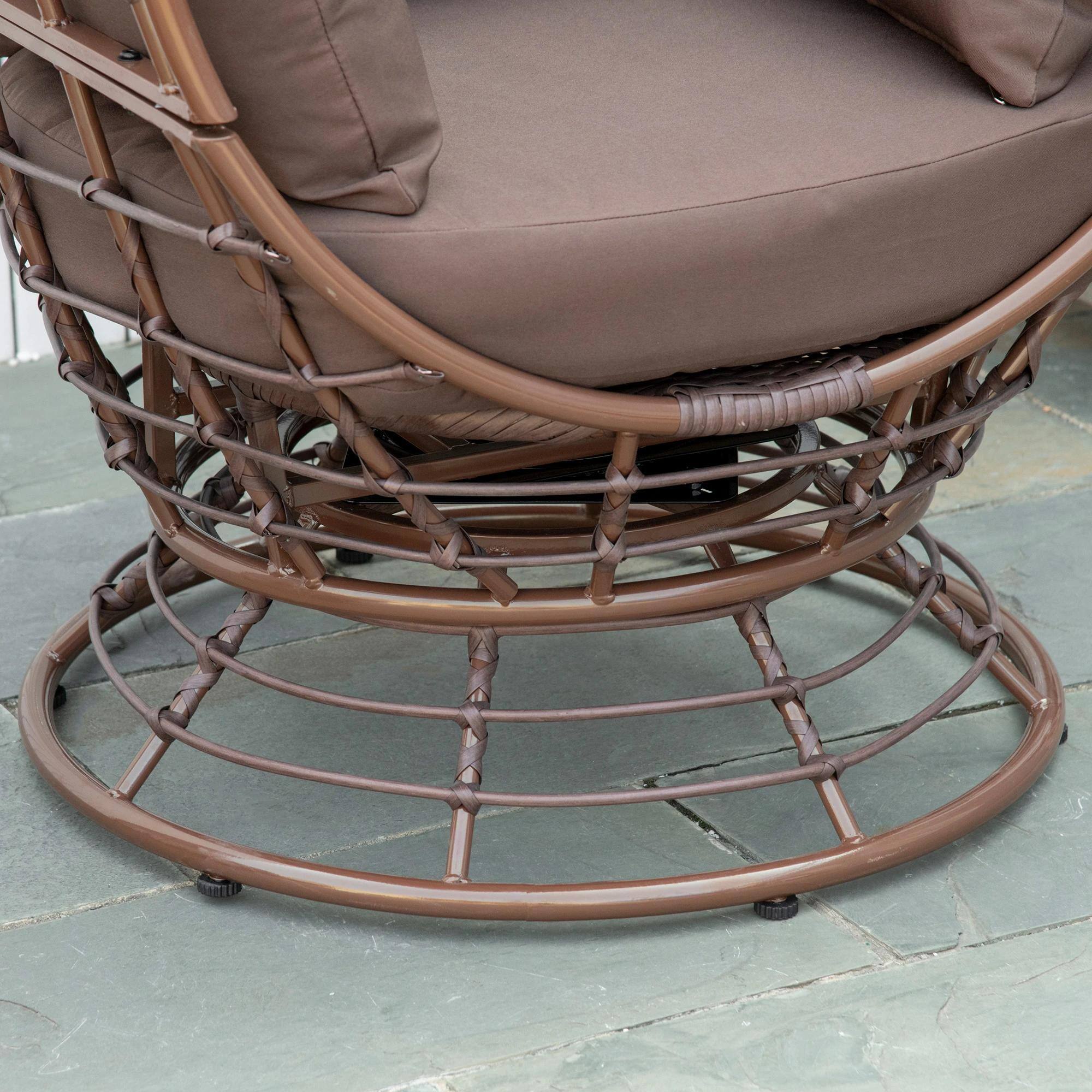 Alt View 1. Resenkos - Resenkos Wicker Egg Chair, Rotating Outdoor Basket Seat, Cushioned Boho Style, Handcrafted PE Rattan, Brown - Brown.