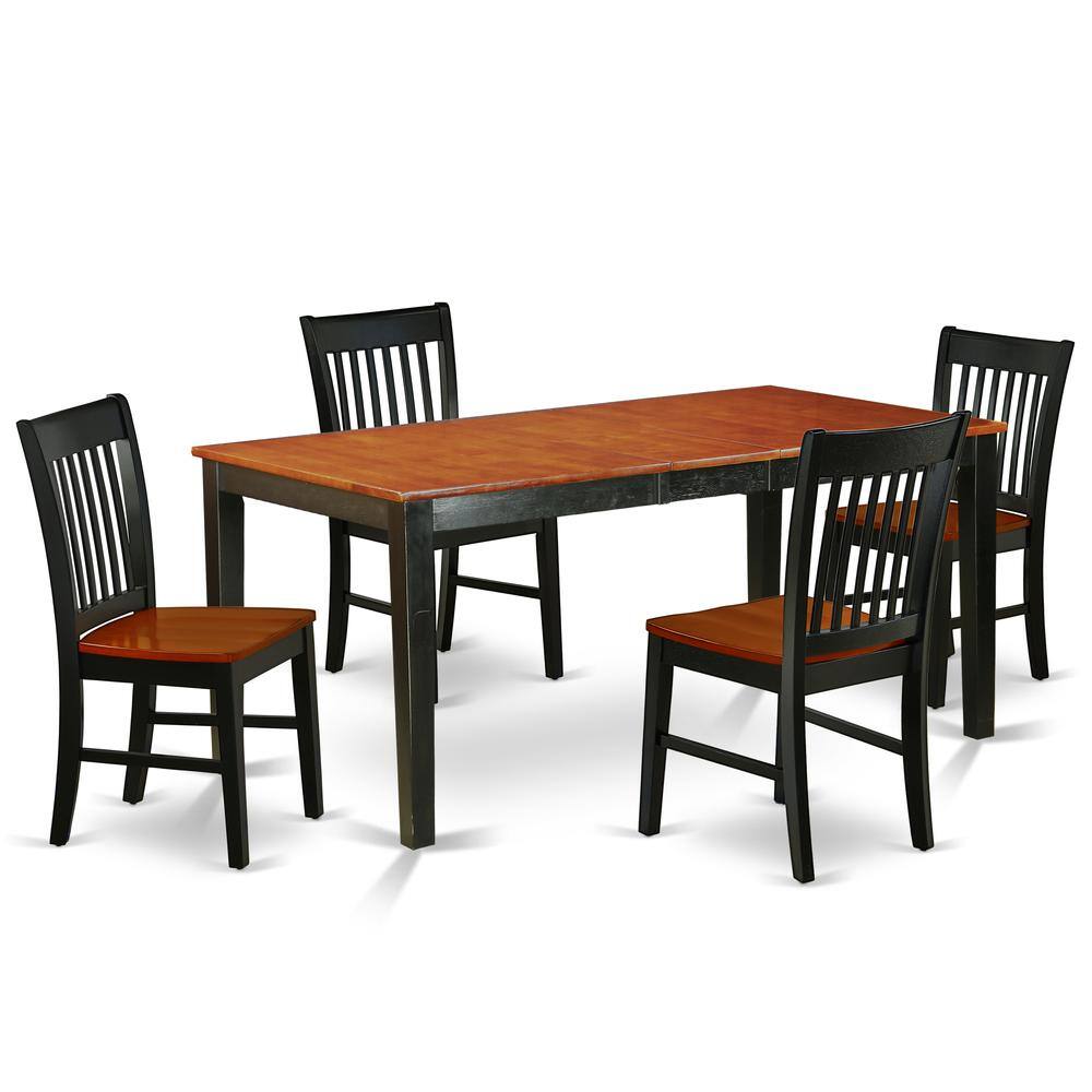 Back. East West Furniture - Dining Room Set Black & Cherry - Brown.