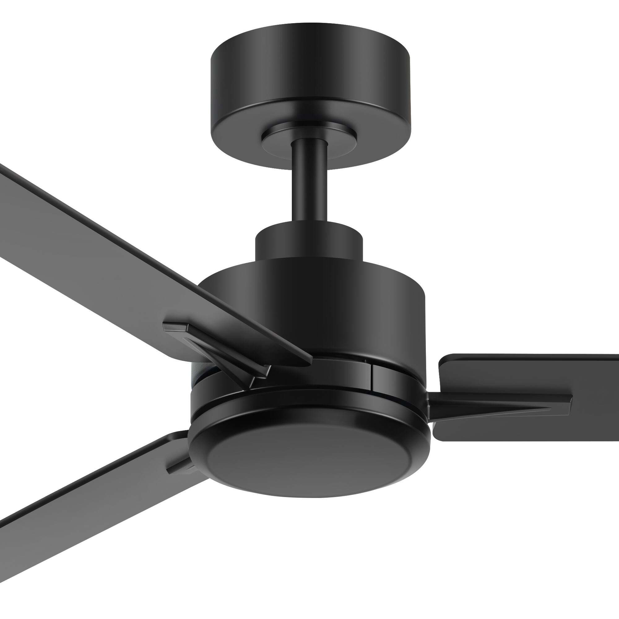 Alt View 2. Breezary - 48-Inch Indoor Ceiling Fan with Remote, 3 Plywood Blades, 6-Speed DC Motor, 5'' Downrod, LED/No Light, Single or 2-Pack - Matte Black (Without Light).