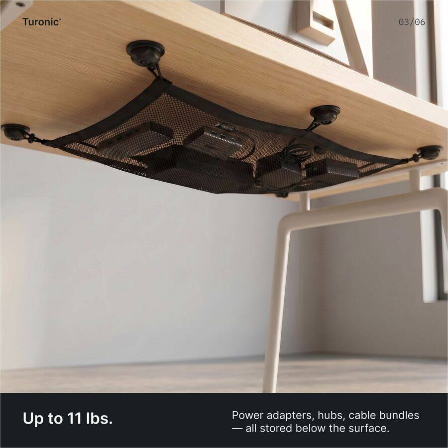 Turonics 03/06

Up to 11 lbs.

Power adapters, hubs, cable bundles — all stored below the surface.