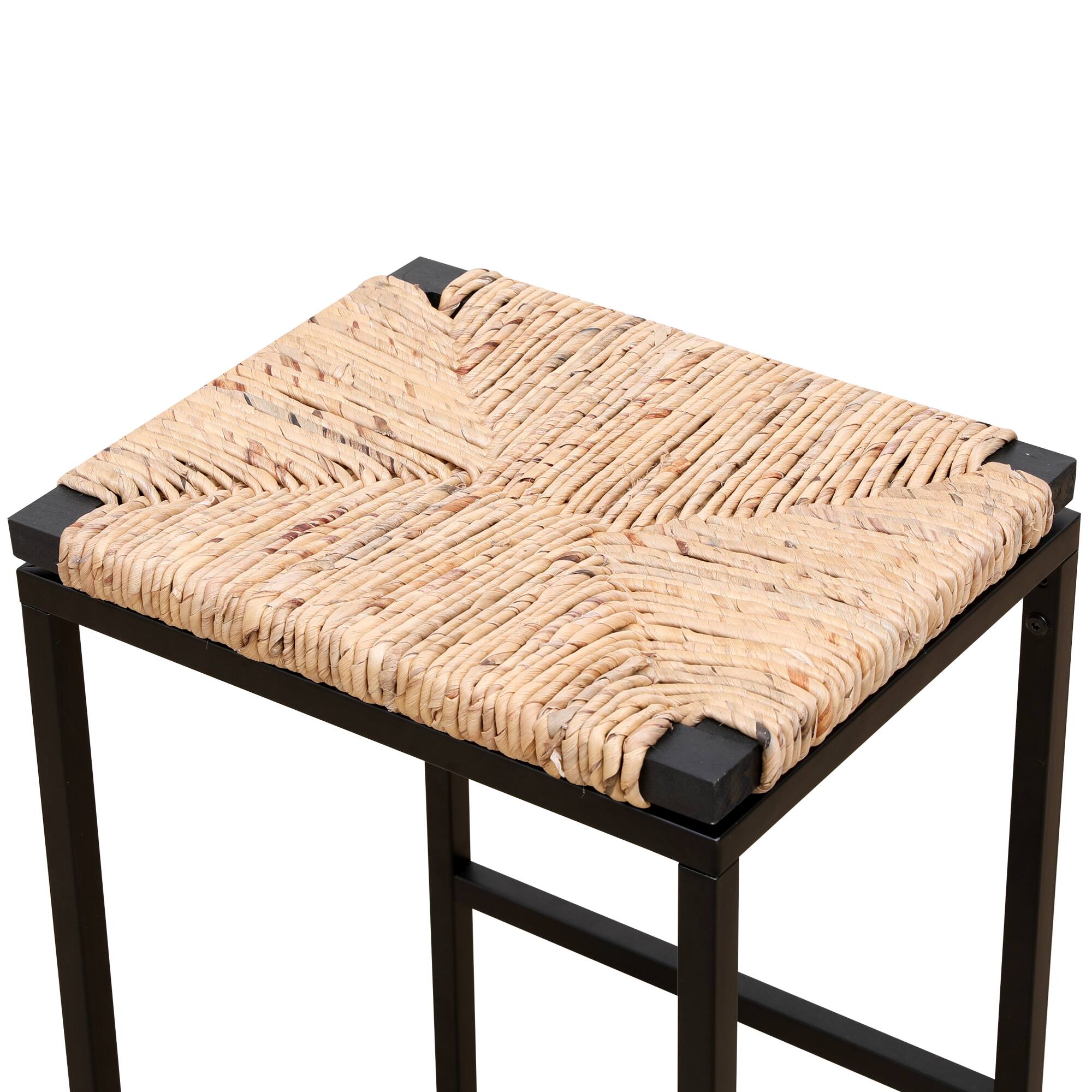 Alt View 5. GOODSILO - Set of 2 Backless Bar Stools with Paper Rope Woven Seats for Kitchen Counter and Dining - Natural.