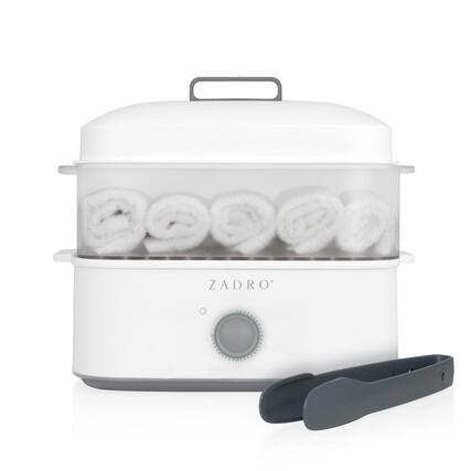 Front. Zadro - Zadro 8-Liter Towel Steamer with Tongs - White.