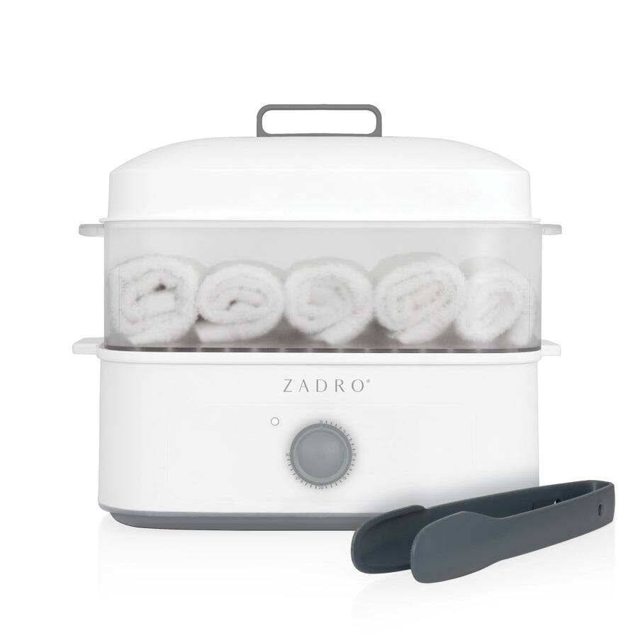 Front. Zadro - Zadro 8-Liter Towel Steamer with Tongs - White.