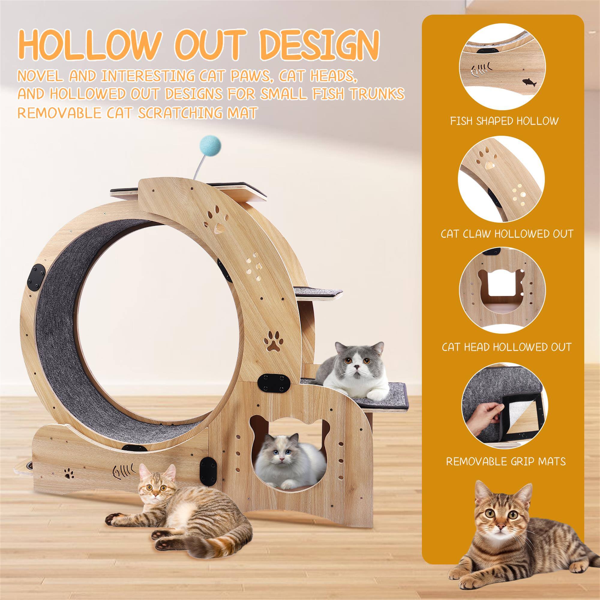 HOLLOW OUT DESIGN  
NOVEL AND INTERESTING CAT PAWS, CAT HEADS, AND HOLLOWED OUT DESIGNS FOR SMALL FISH TRUNKS  
REMOVABLE CAT SCRATCHING MAT  

FISH SHAPED HOLLOW  
CAT CLAW HOLLOWED OUT  
CAT HEAD HOLLOWED OUT  
REMOVABLE GRIP MATS