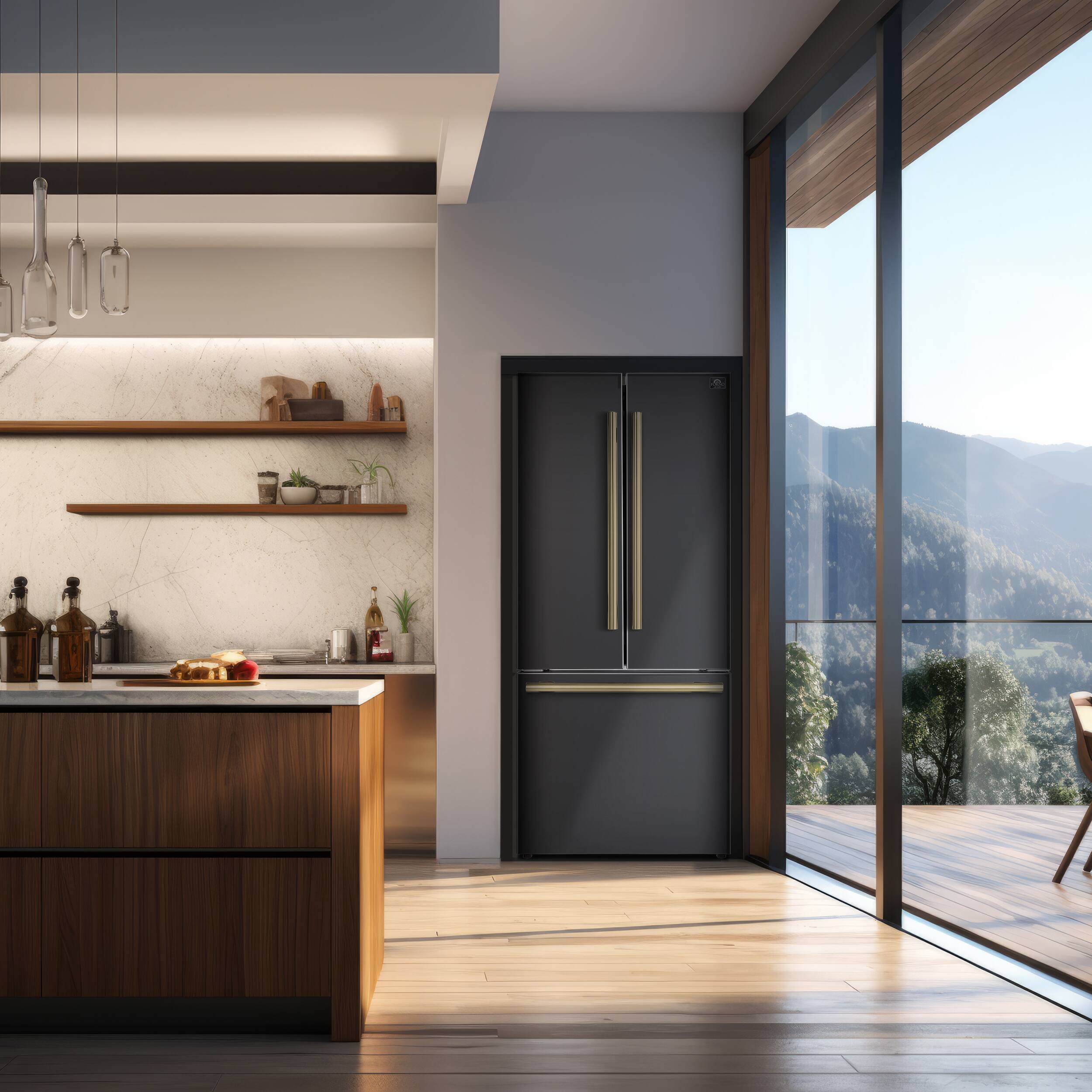 Alt View 12. Forno Appliances - Gallipoli 17.5 Cu. Ft. Freestanding French Door Refrigerator - Black.