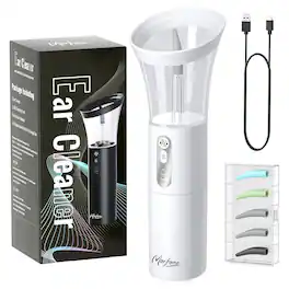 Morfone - Electric Ear Cleaning Tool 4 Pressure Modes 5 Silicone Replacement Tips USB Rechargeable Ear Wax Remover( - White