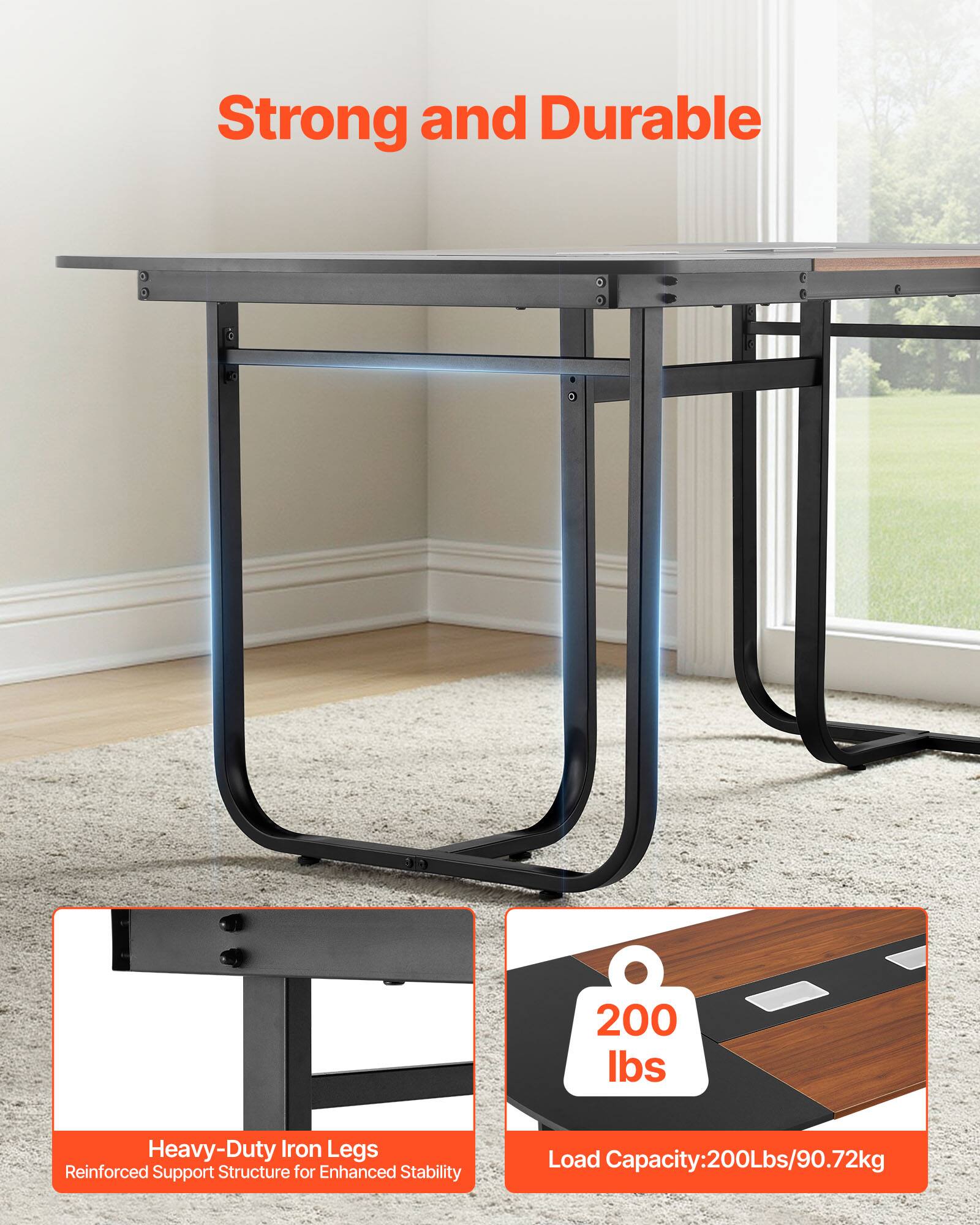 Strong and Durable

Heavy-Duty Iron Legs
Reinforced Support Structure for Enhanced Stability

Load Capacity: 200Lbs/90.72kg