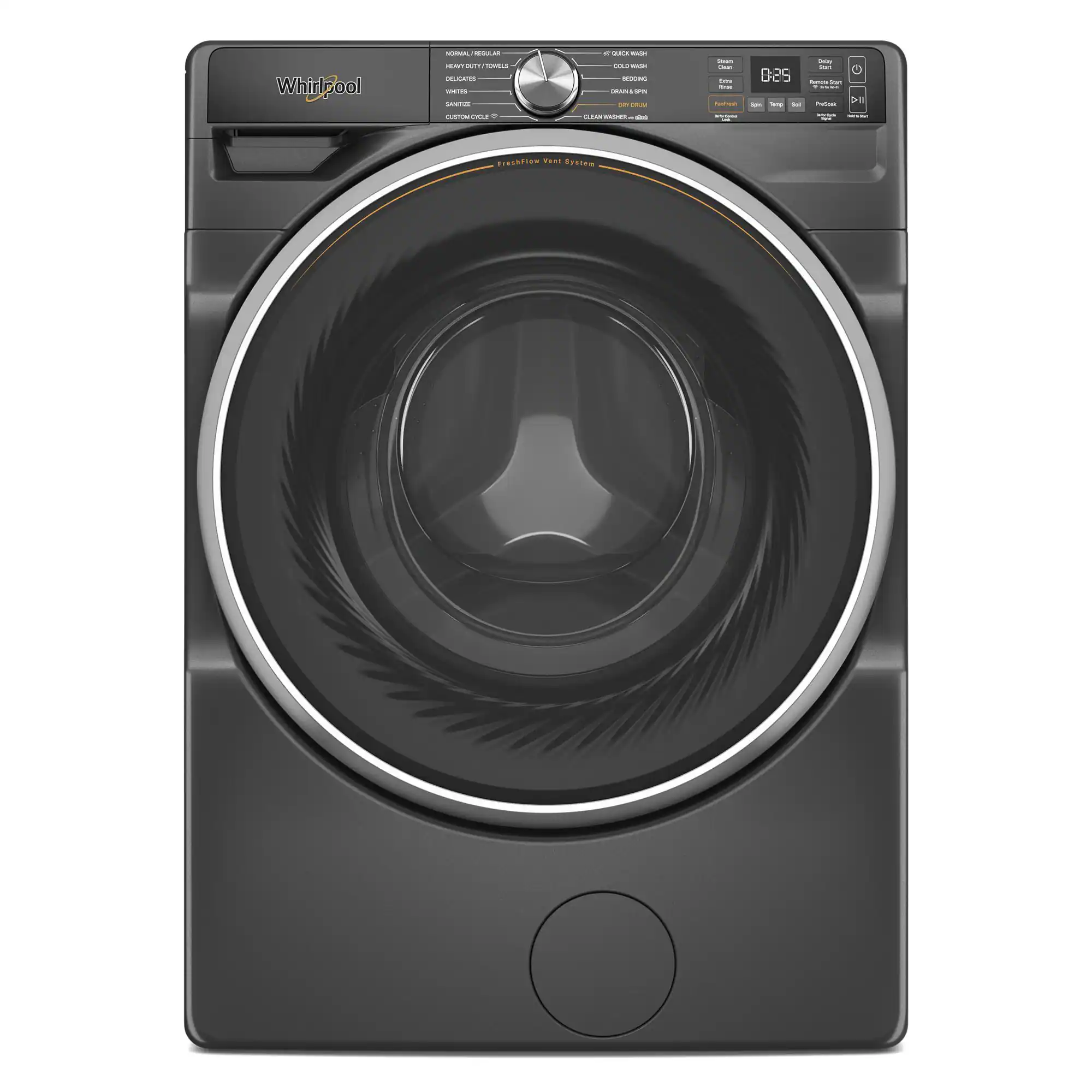 Whirlpool - 5.0 Cu. Ft. High Efficiency Smart Front Load Washer with FreshFlow Vent System - Volcano Black