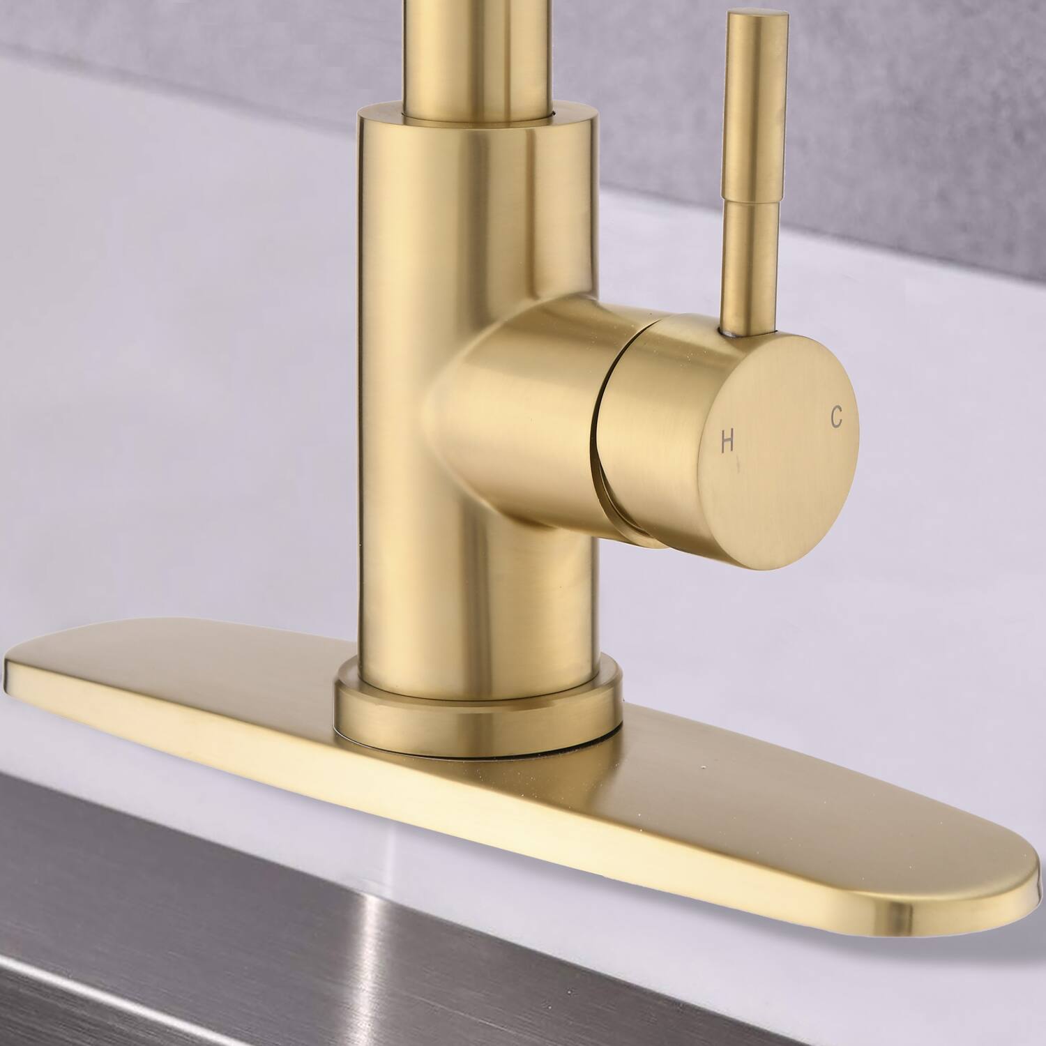 Alt View 1. APRILSOUL - Pull Down Kitchen Faucet with Sprayer Stainless Steel Brushed Gold - Brushed Gold.