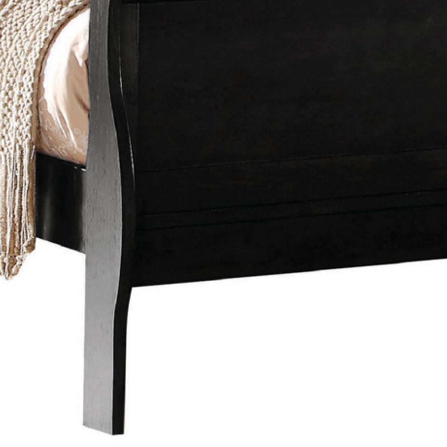Alt View 1. Manhattan Lane - Transitional Panel Design Sleigh Eastern King Size Bed, Black - Black.