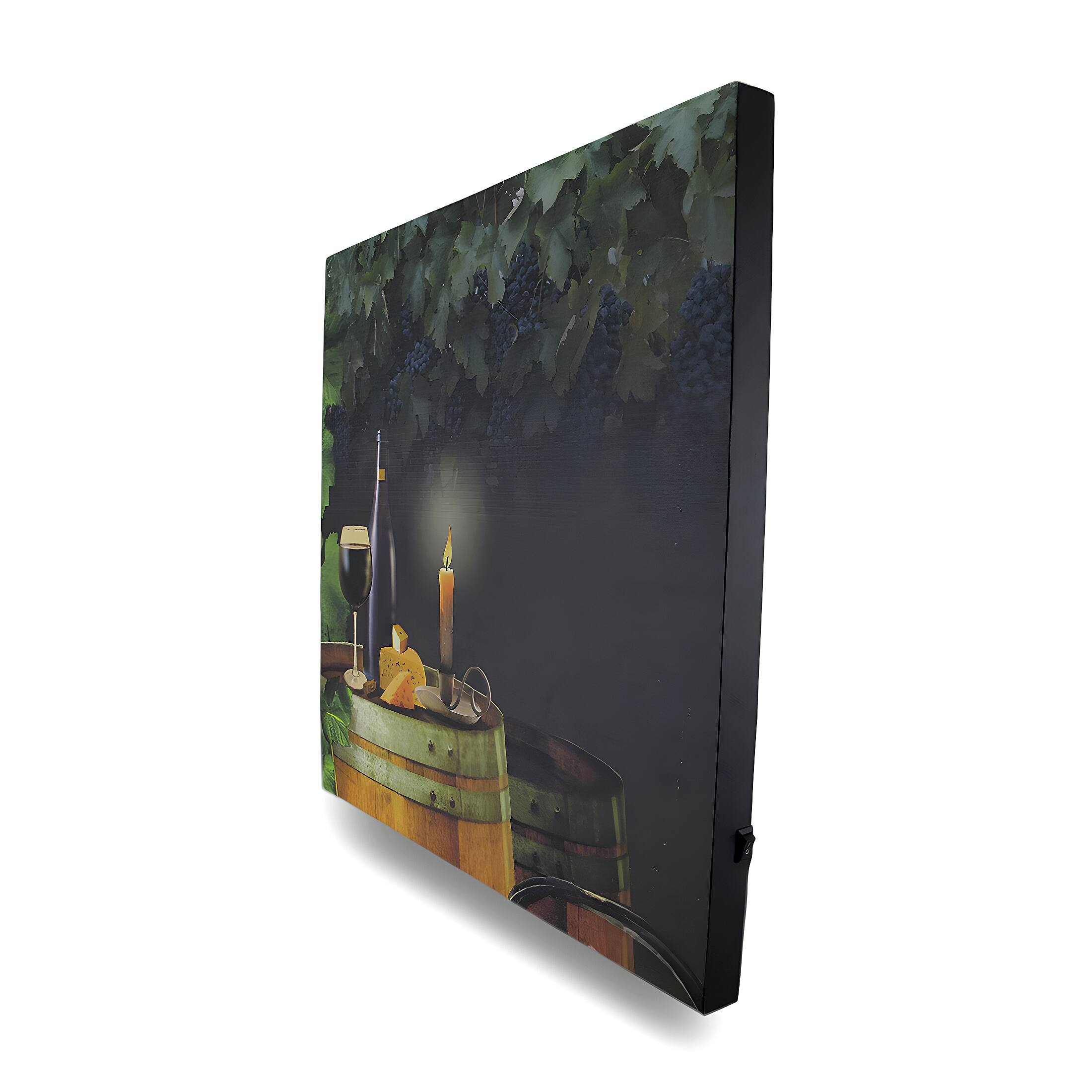Alt View 1. Zeckos - Wine By Candle Light Lighted LED Canvas Wall Hanging - Black.