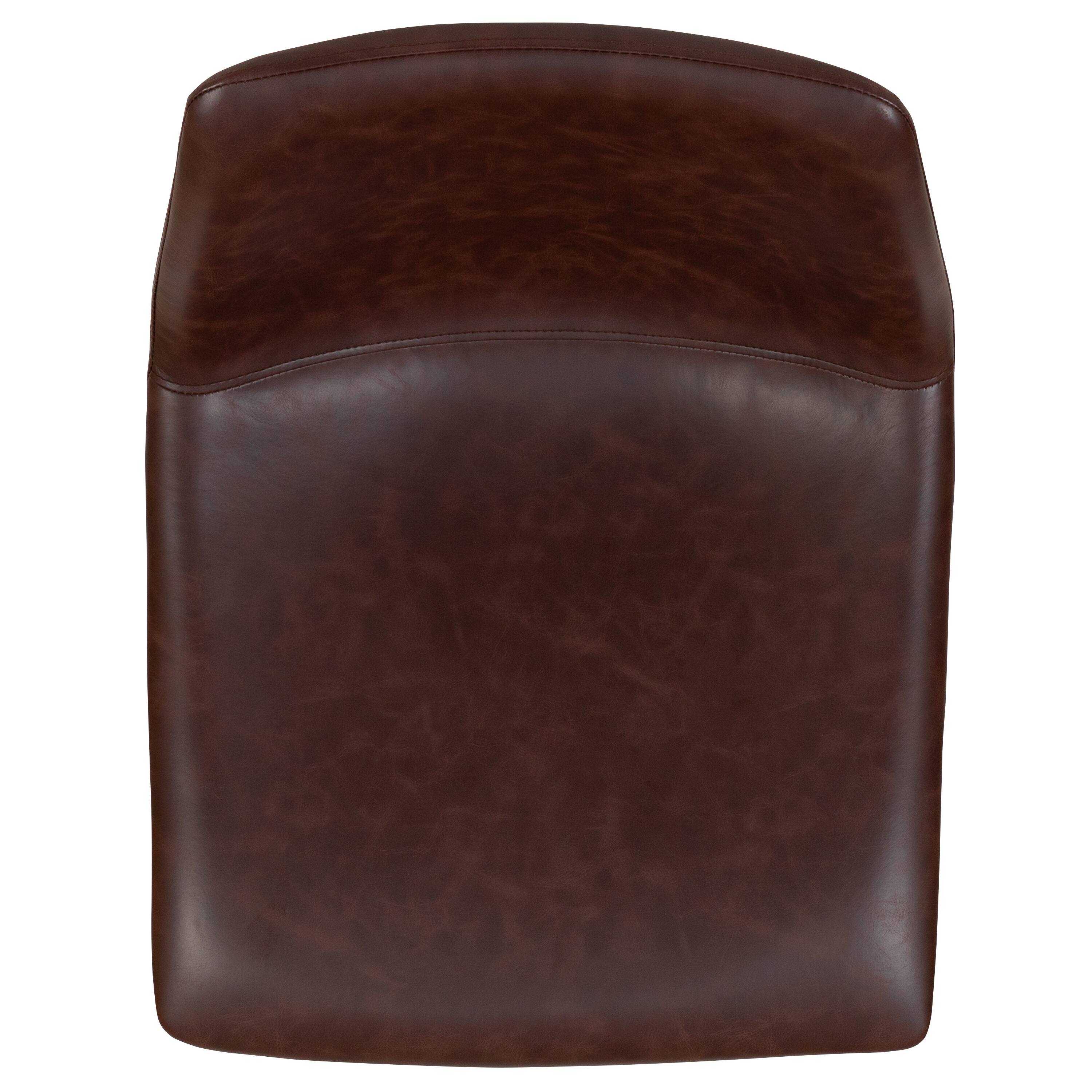 Alt View 9. Emma + Oliver - Set of 2 Kitchen Counter Height Stool - 24 Inch LeatherSoft Barstool - Dark Brown.