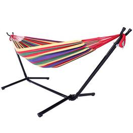 Winado - Hammock Set 9 FT Heavy Duty with Steel Stand, Portable Carrying Bag for Garden Indoor Outdoor Patio Deck Yard Beach - Rainbow Stripes