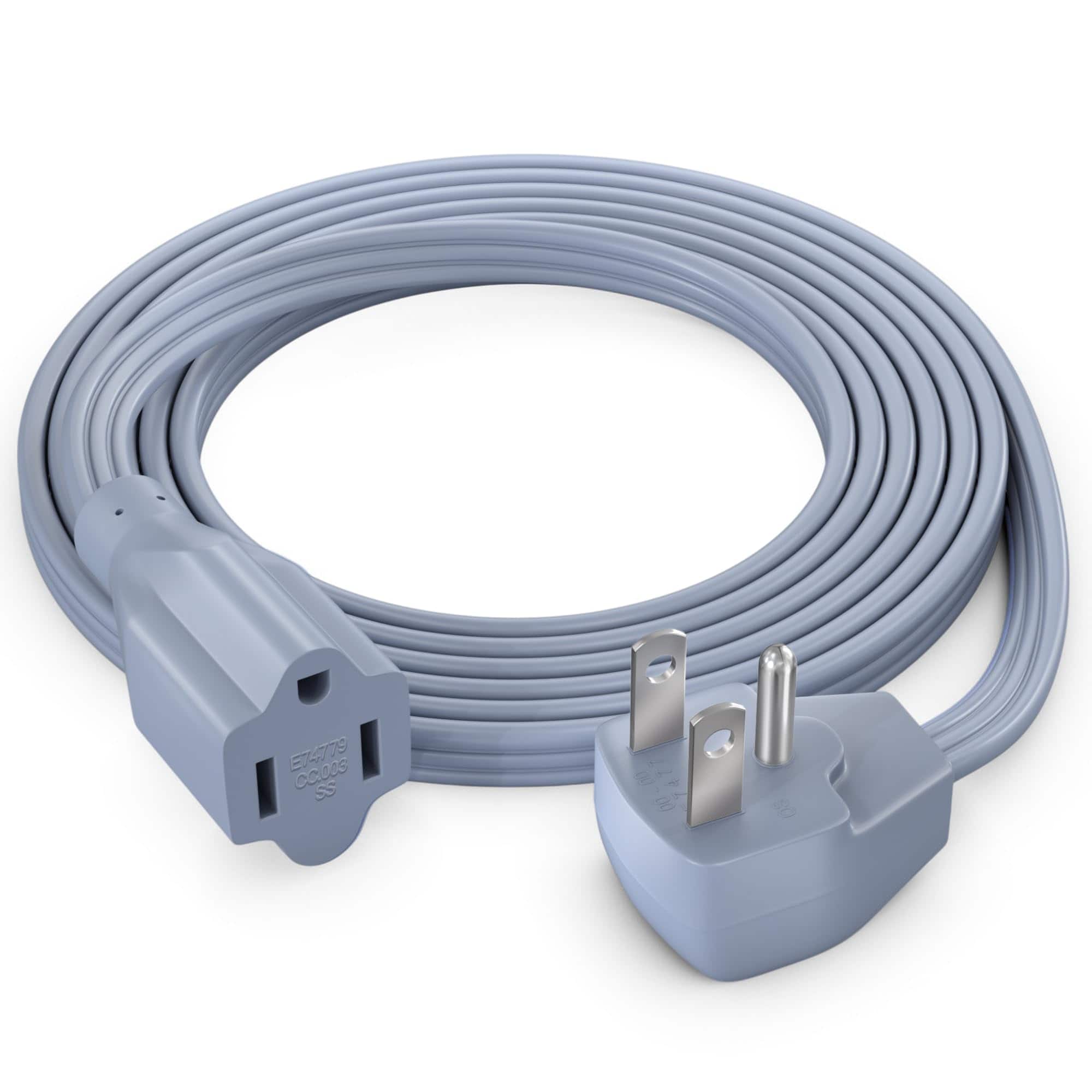 Maximm - Extension Cord Heavy Duty (6 Ft) Flat Wire 3-Prong Flat Plug, 14 AWG Power Cord - UL Certified - Gray