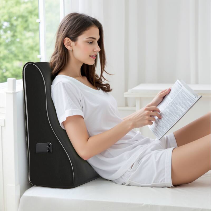 wowmax - Bed Wedge Pillow for Sleeping - Acid Reflux, Snoring & Back Relief Pillow with Washable Cover - Black