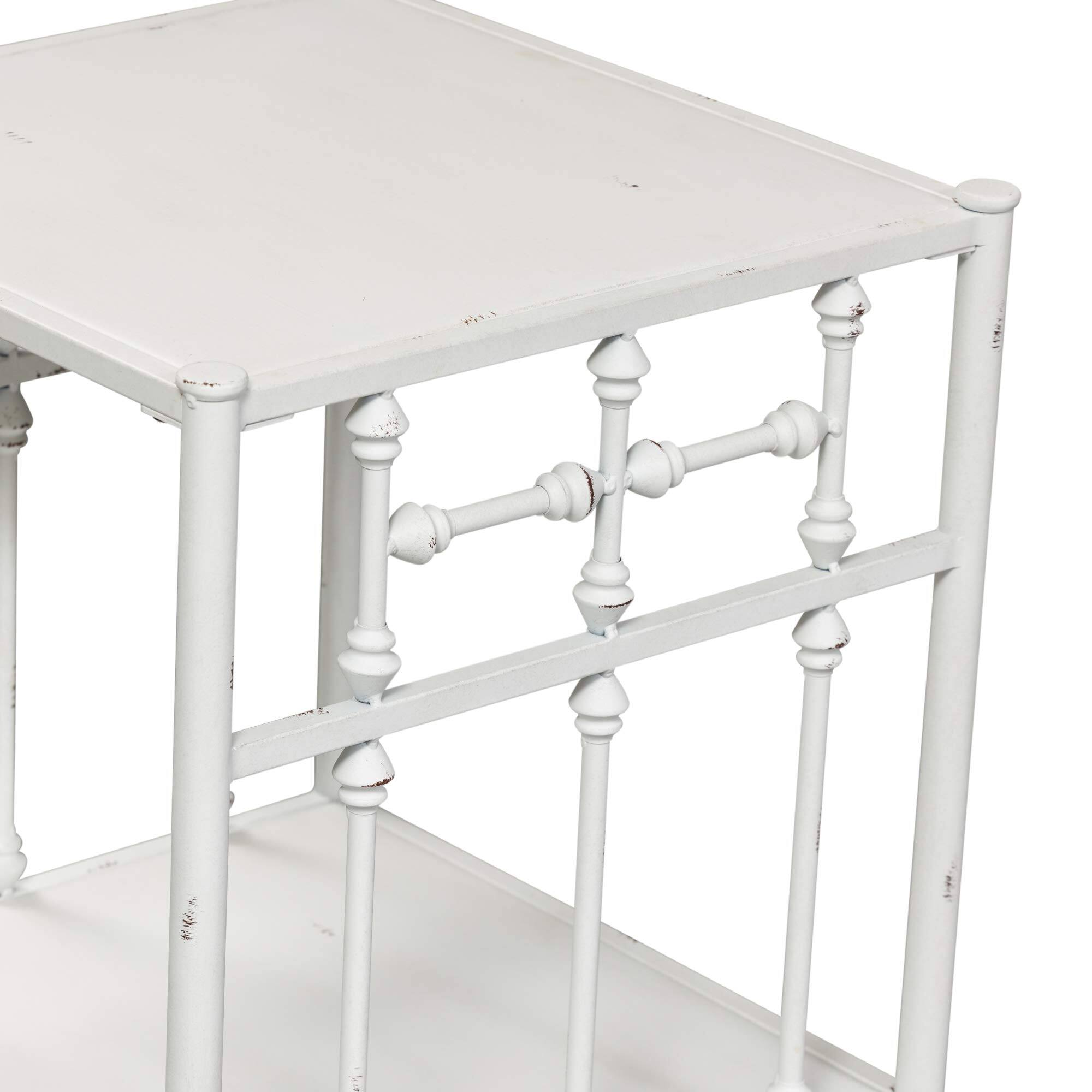 Alt View 2. Liberty Furniture Industries - Vintage Series Open Night Stand - Antique White in Distressed Metal - Black.
