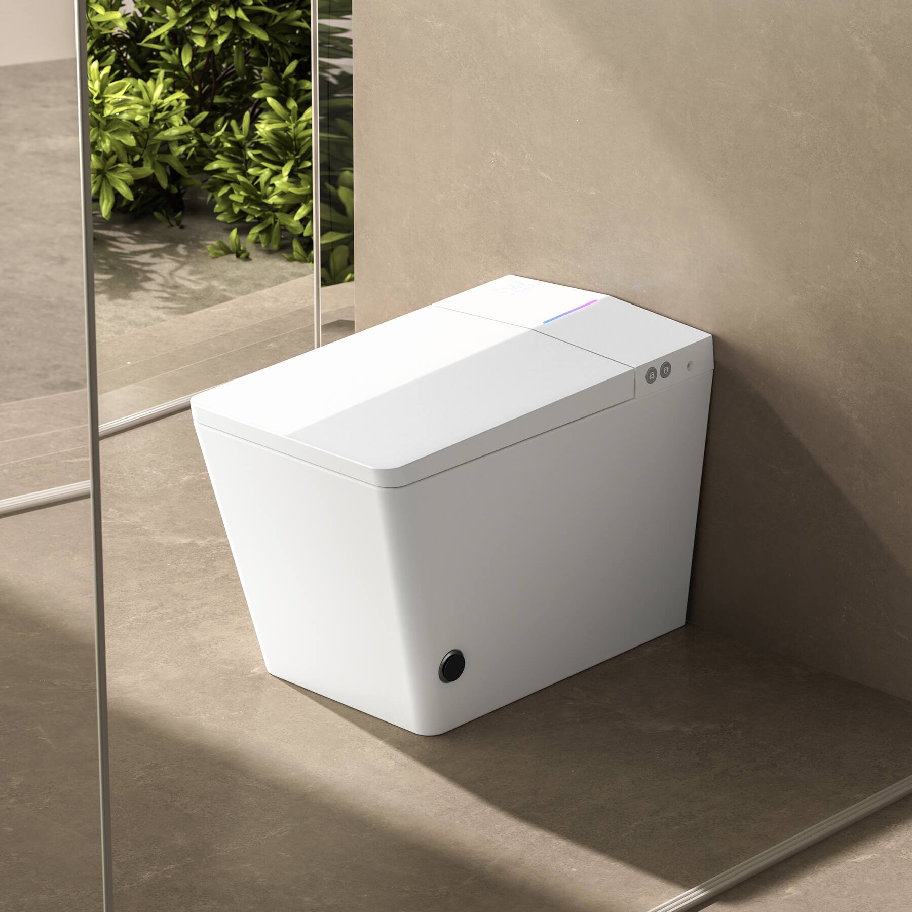 Left. Tiramisubest - Square Smart Toilet with Heated Seat,Tankless Bidet Toilet with Foot Sensor,Auto Flush,LED Display,User Memory,White - White.