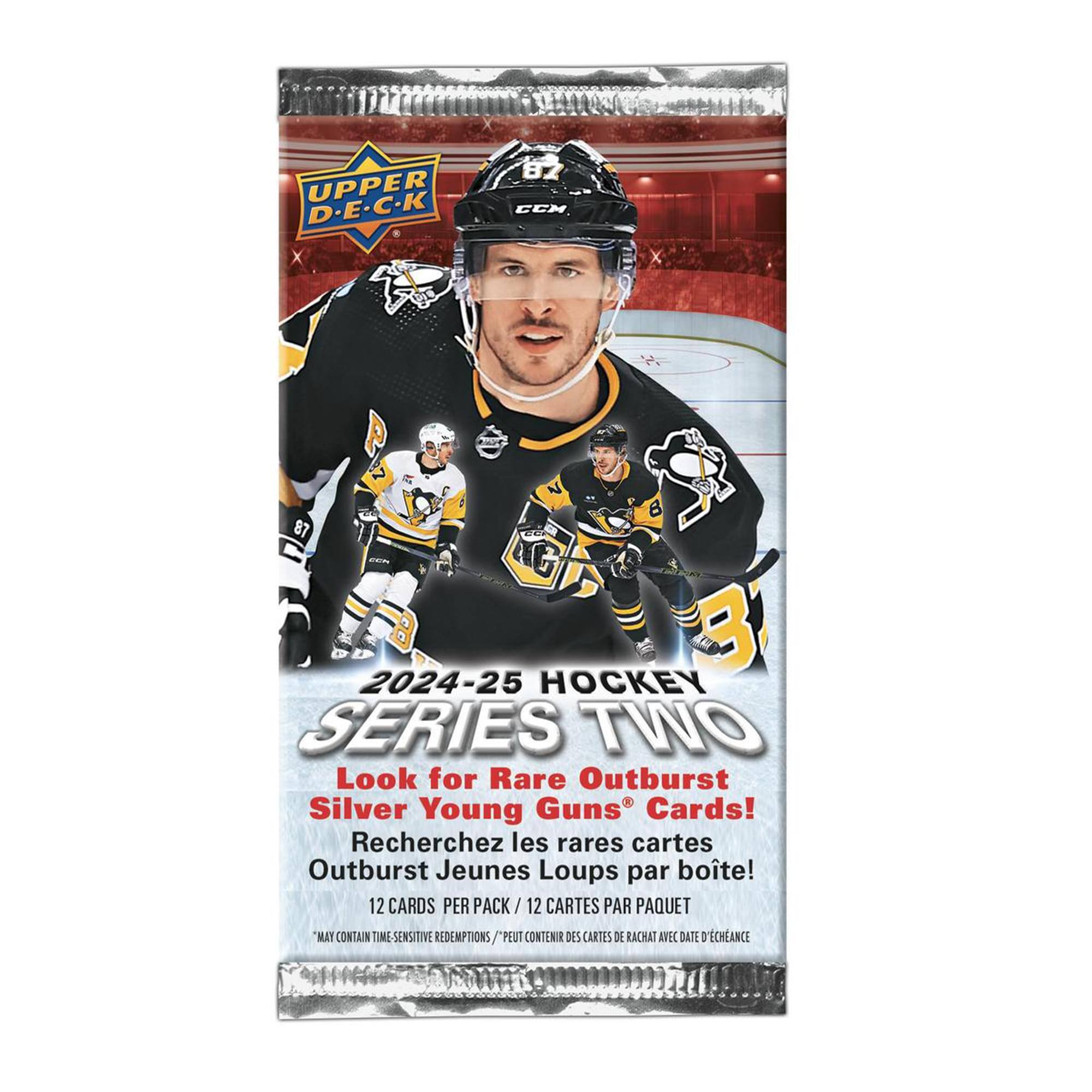 **UPPER DECK**

**2024-25 HOCKEY SERIES TWO**

Look for Rare Outburst Silver Young Guns Cards!  
Recherchez les rares cartes Outburst Jeunes Loups par boîte!

12 CARDS PER PACK / 12 CARTES PAR PAQUET

*May contain time-sensitive redemptions / Peut contenir des cartes de rachat avec date d'échéance*