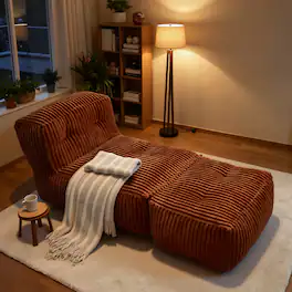 Ovios - Oversized Bean Bag Chair with Ottoman, 2-in-1 Lounge Chair for Kids and Adults - Brown