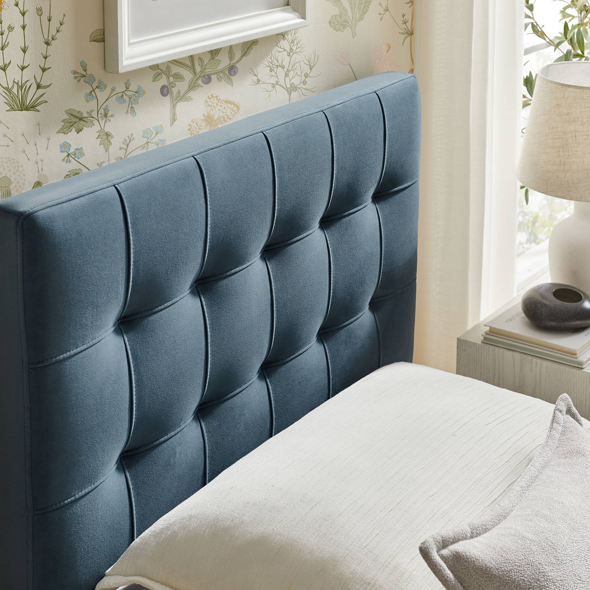 Alt View 1. Modway - Lily Biscuit Tufted Performance Velvet Headboard by Modway - Cadet Blue.