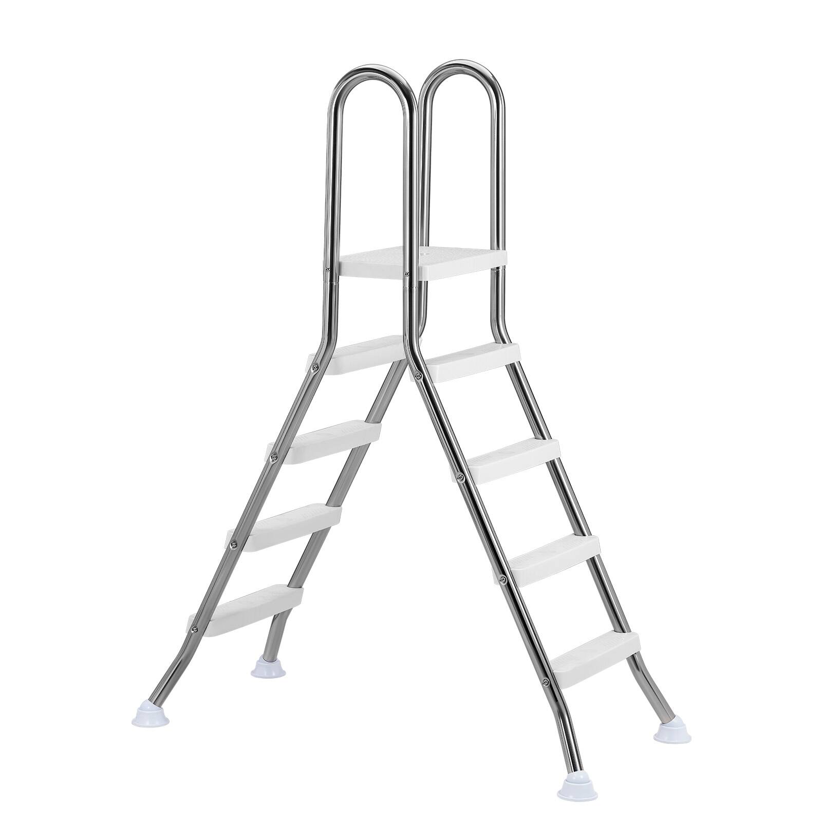 Alt View 5. VEVOR - Above Ground Pool Ladder, Stainless Steel A-Frame Swimming Pool Stairs for 49.2 in High Wall,330 lbs Capacity Heavy Duty - Silver & White.