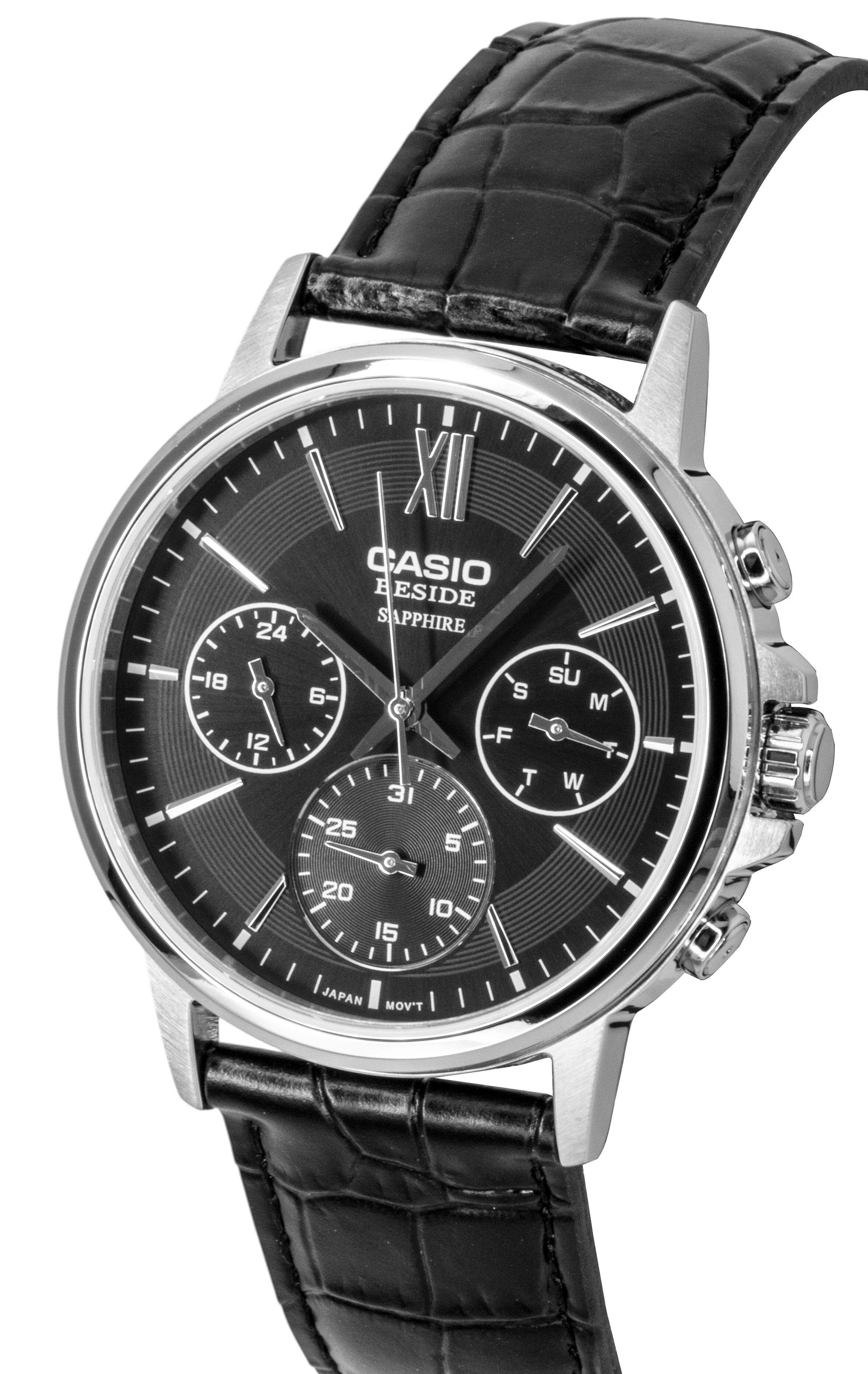 24 -18 G 12  
XII CASIO BESIDE SAPPHIRE S I SU 6 S M F T W 31 25 5  
20 15  
10  
JAPAN MOV'T
