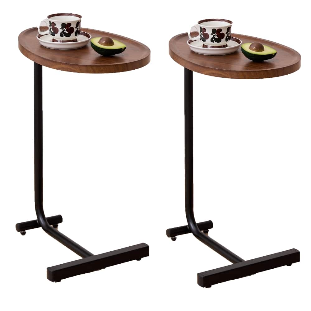 Loheer - 2-Piece C-Shaped Side Table Small Sofa Table for Small Spaces Living Room Bedside - Brown price history on PriceWatchPro